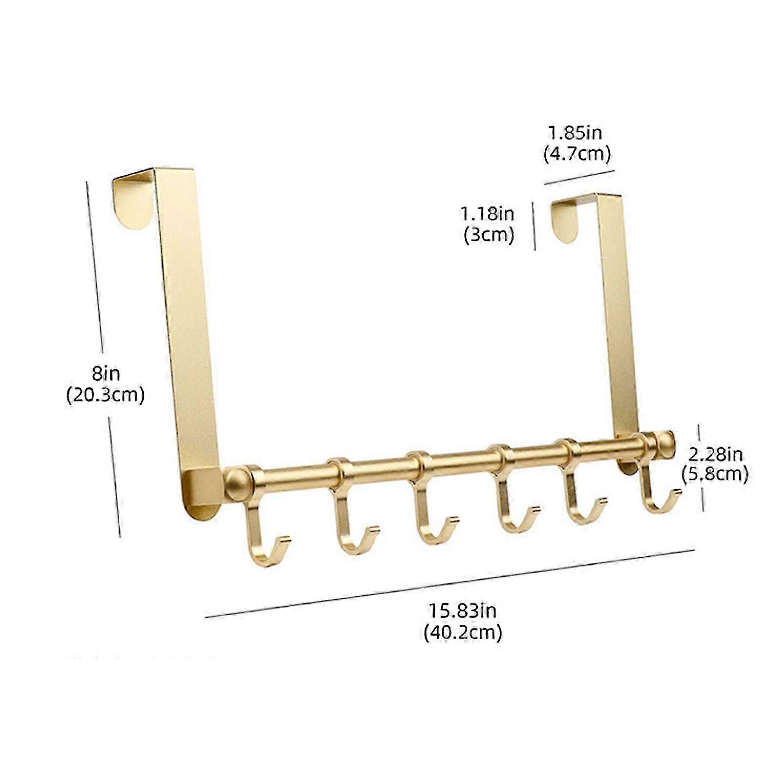 Over The Door Hooks, Over Door Towel Racks with 6 Adjustable Hooks for Hanging Heavy Coats/Towel