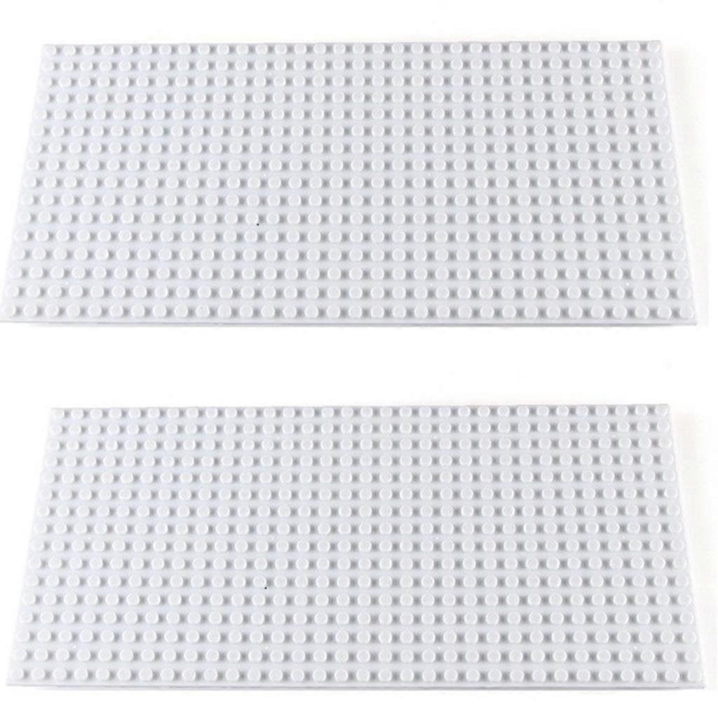 1672 Set of 2 White Rectangular Base Plates 16x32 Studs Compatible with Lego Sluban Papimax Q-Bricks