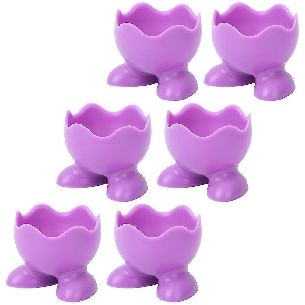 6st silikonäggkoppar för servering av kokta ägg (olika färger)