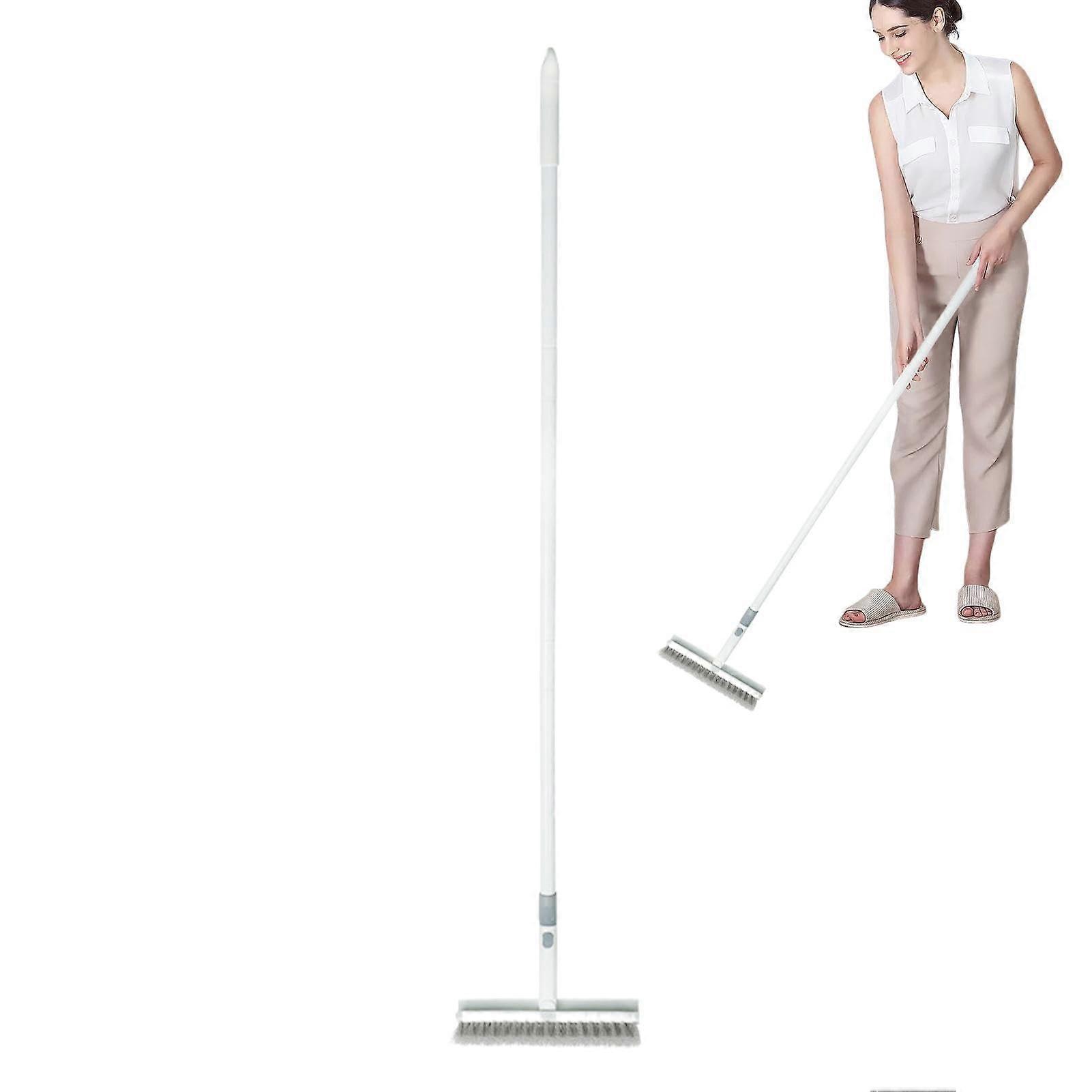 Floor Scrub Brush with Long Handle, Heavy-Duty Double-Sided Shower and Glass Cleaning Tool, Durable Floor Scrubber