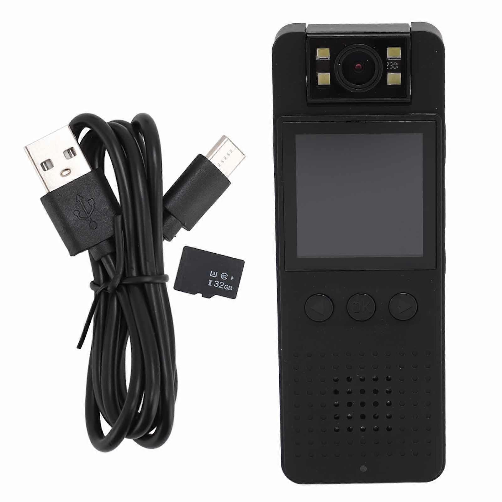 32GB 1080P Portable DVR Camera - LCD Display, WiFi Control, Motion Detection, Rotating Lens