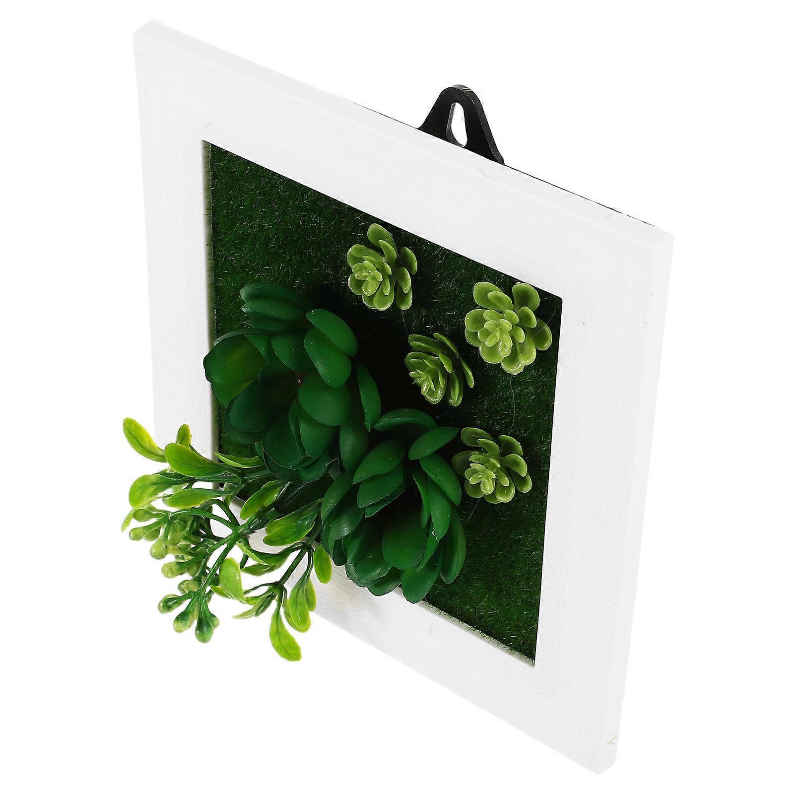 Artificial Succulent Photo Frame Wall Decor Space Saving Greenery for Home and Office, Plastic, Green