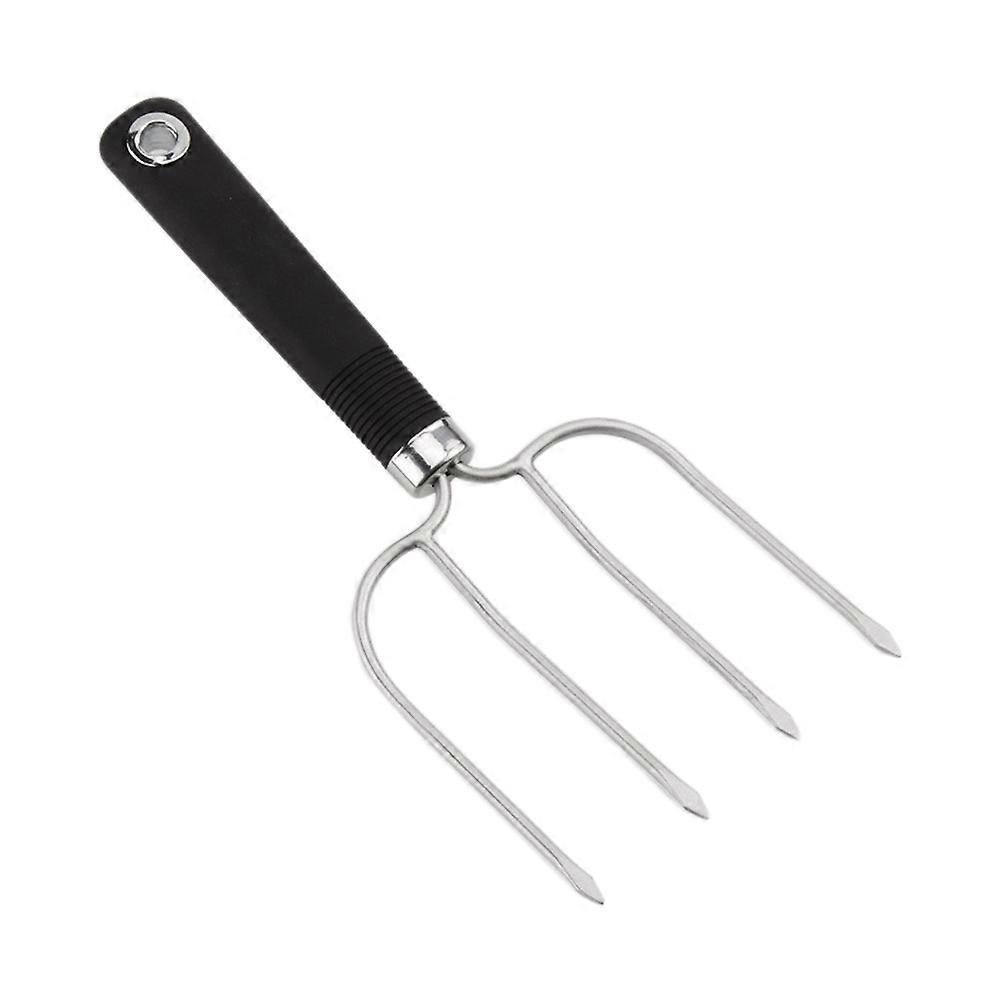 Stainless Steel Turkey Fork with Four Prongs for BBQ Black Handle Easy Hang Design