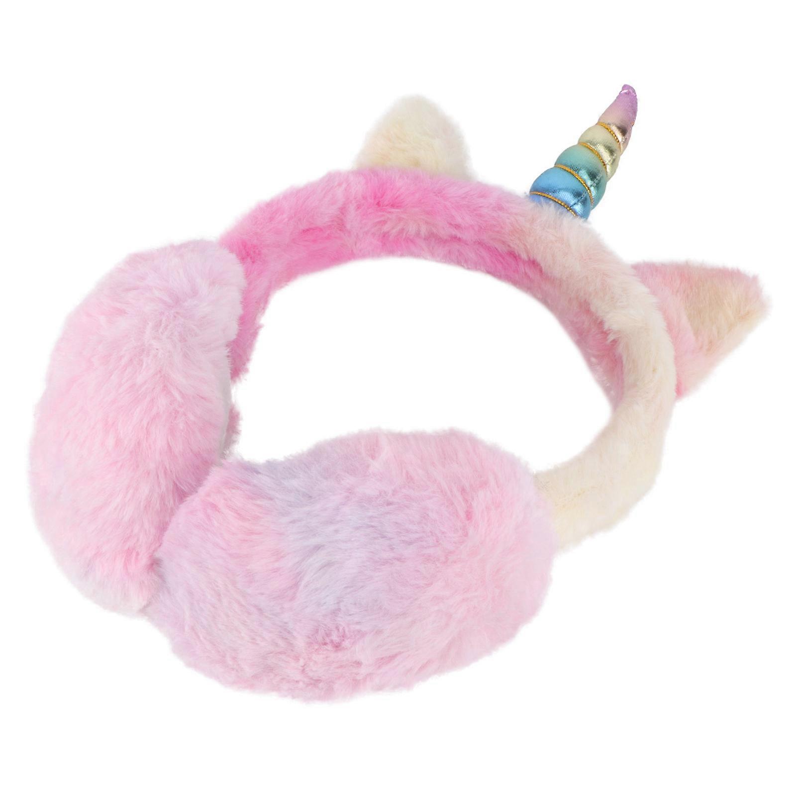 Pink Unicorn Plush Earmuffs for Ear Warming with Anti Slip Design and Super Texture Fits Comfortably 1PC