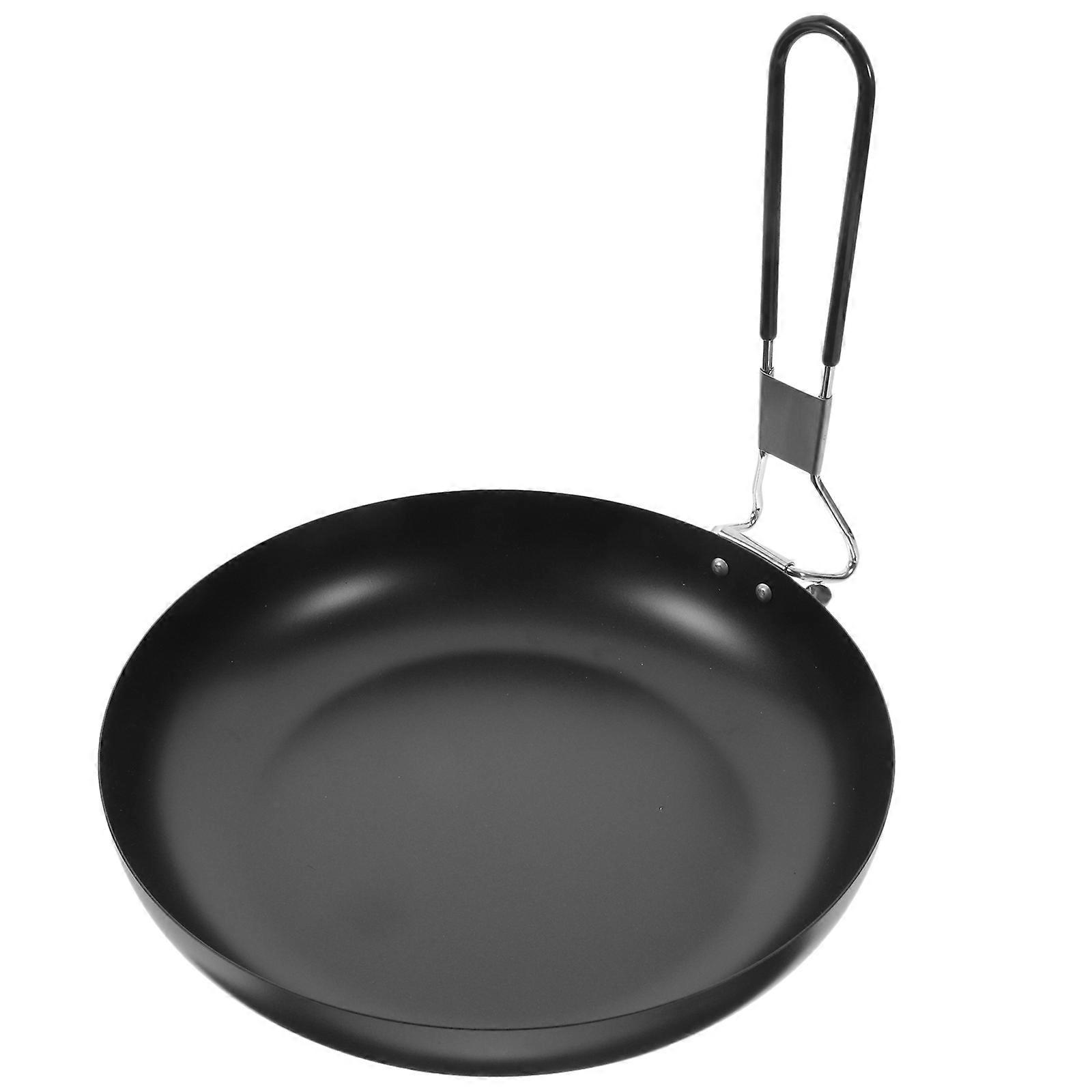 Outdoor Folding Frying Pan Iron Cooker Portable Cooking Utensil Set Backpacking Simple Design 24X24X4.9cm Non-Stick 1Set