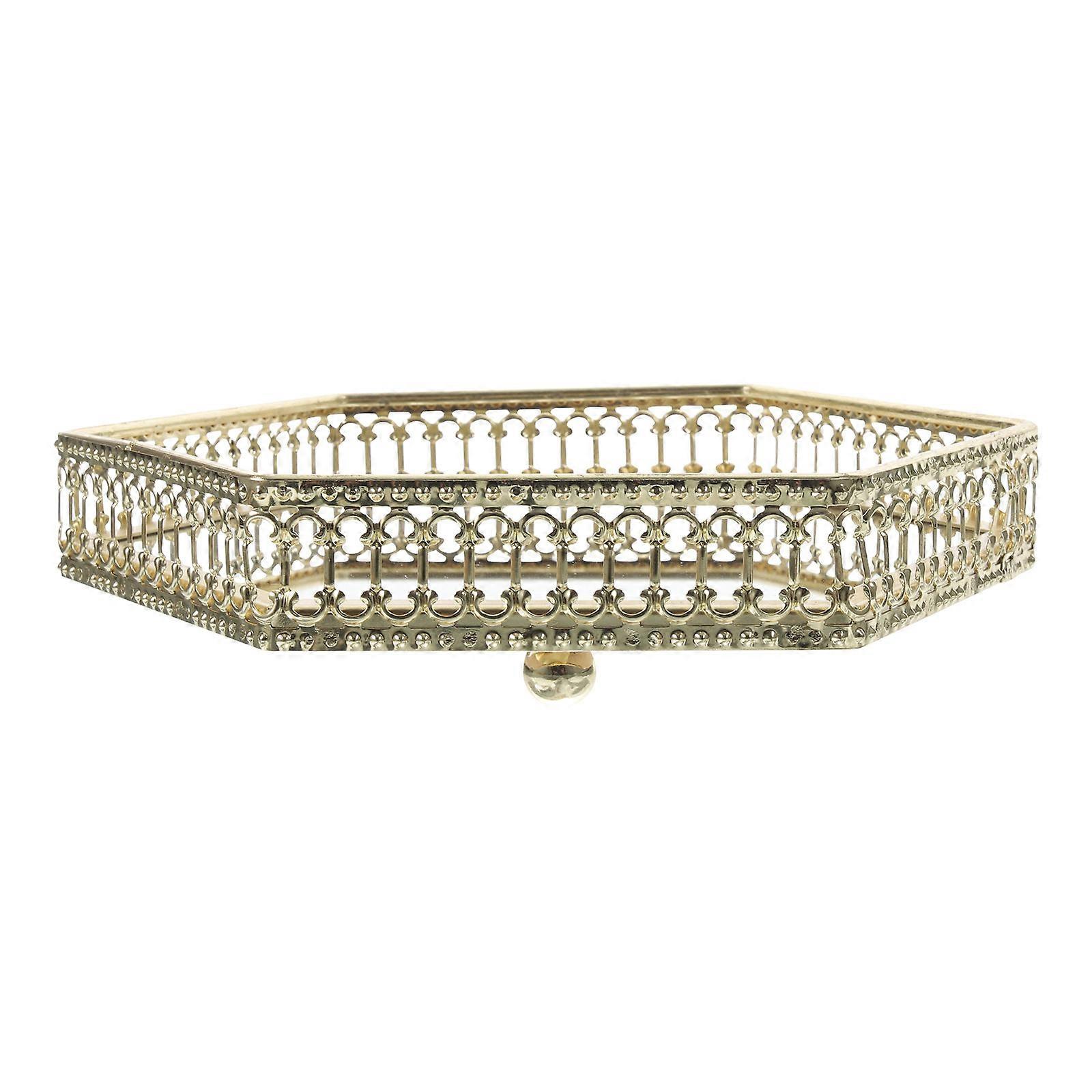Golden Jewelry Tray with Iron Material for Home Big Capacity Storage and Organization 8.5 x 3.5