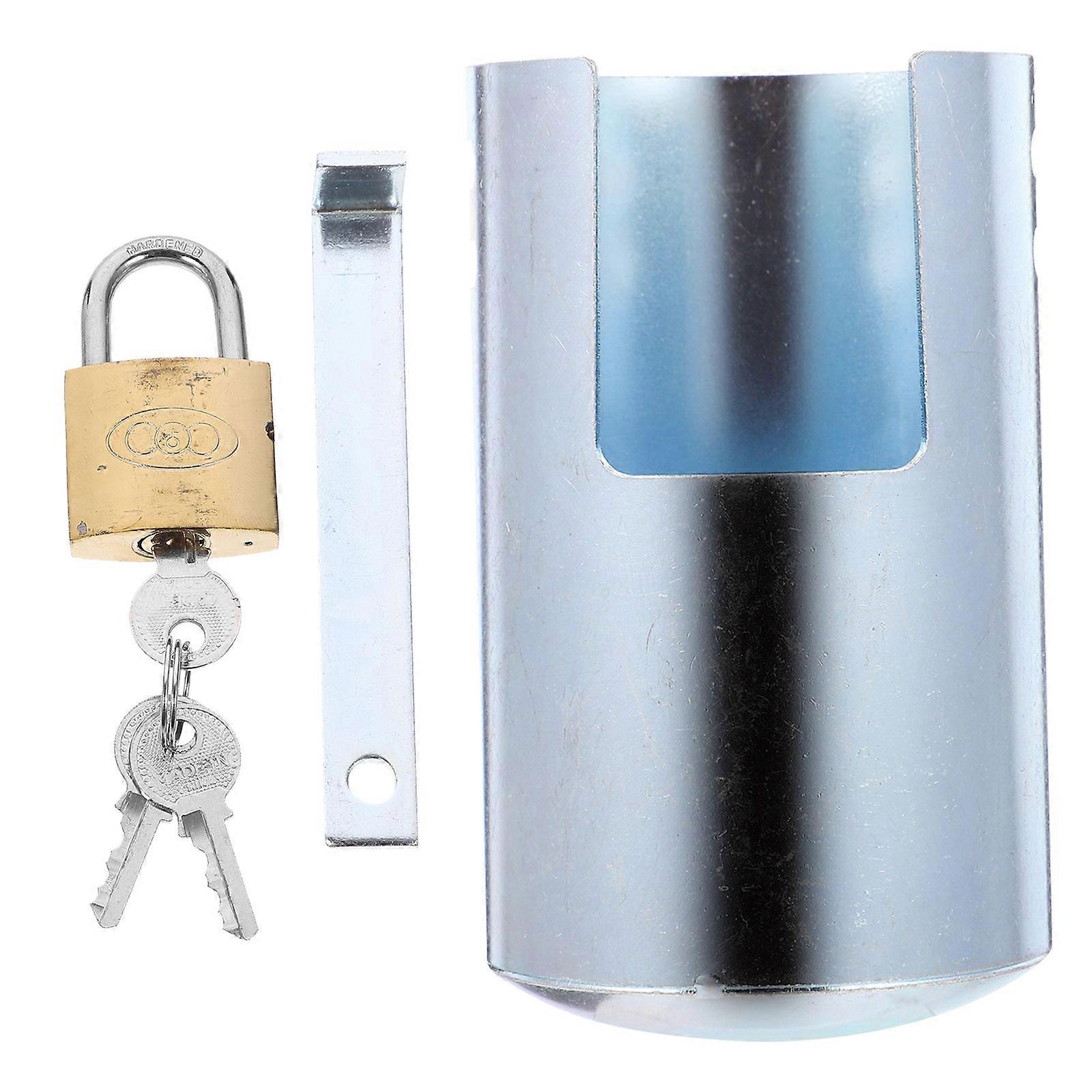 Iron Faucet Lock for Outdoor Water Supply Protection Easy to Install Silver Color 1 Set