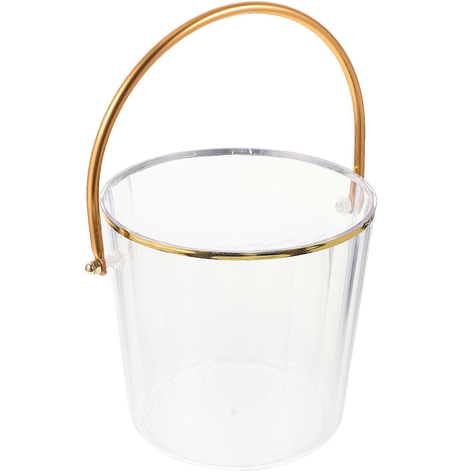 Transparent Plastic Ice Bucket for Storage Portable Cooler with Sturdy Handle Ideal for Parties 3.5 Quart