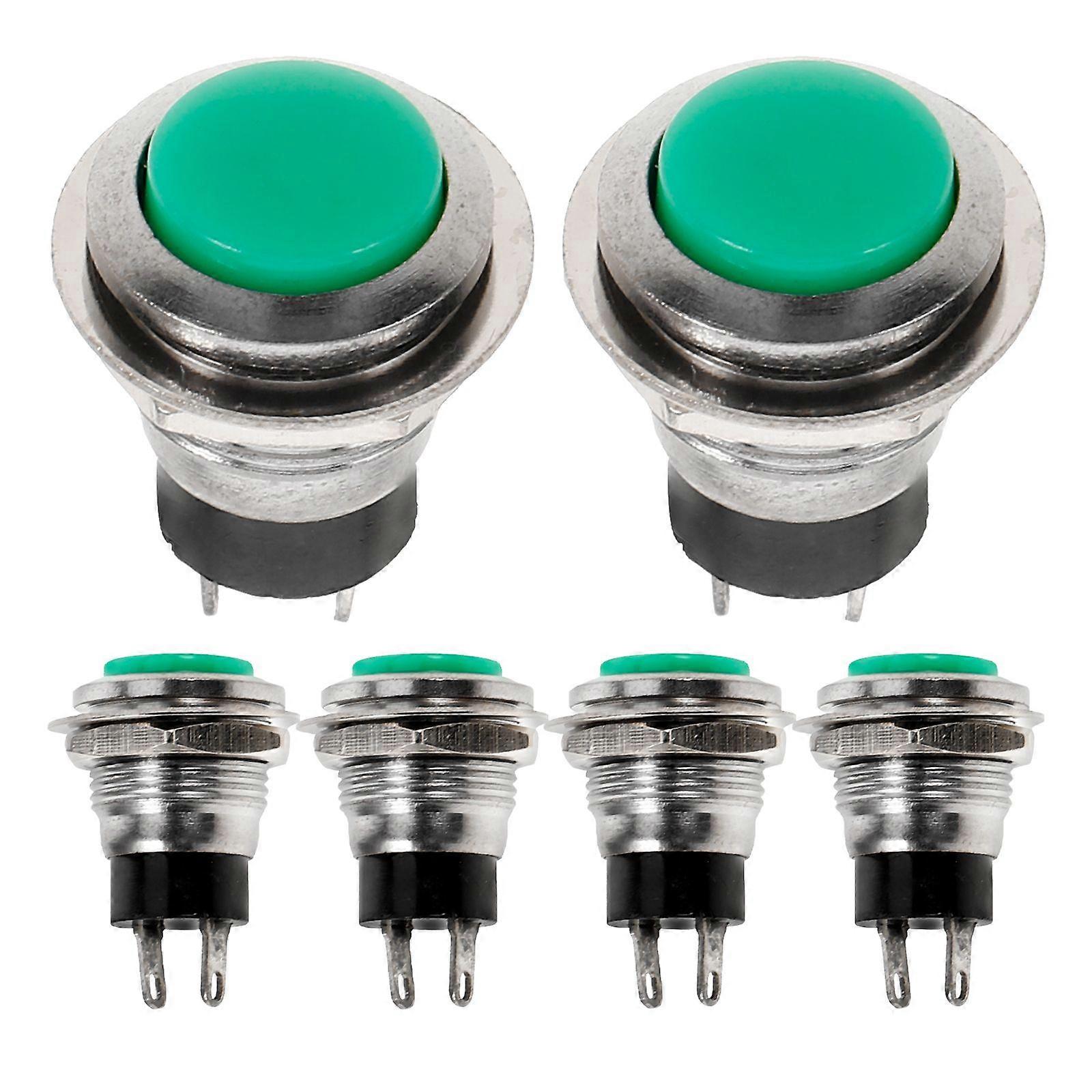 6pcs Momentary Push Button Switch 2-Pin Self-Resetting Switch Mini Round Switch (Without Line)