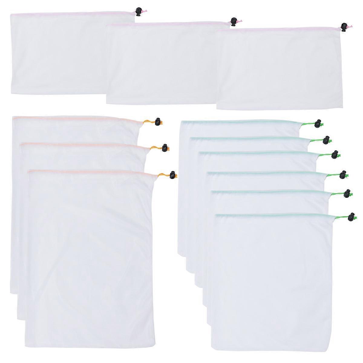 フルーツバッグ再利用可能な12個の野菜用収納バッグアソートカラー住宅所有者のための便利なキッチンバッグ