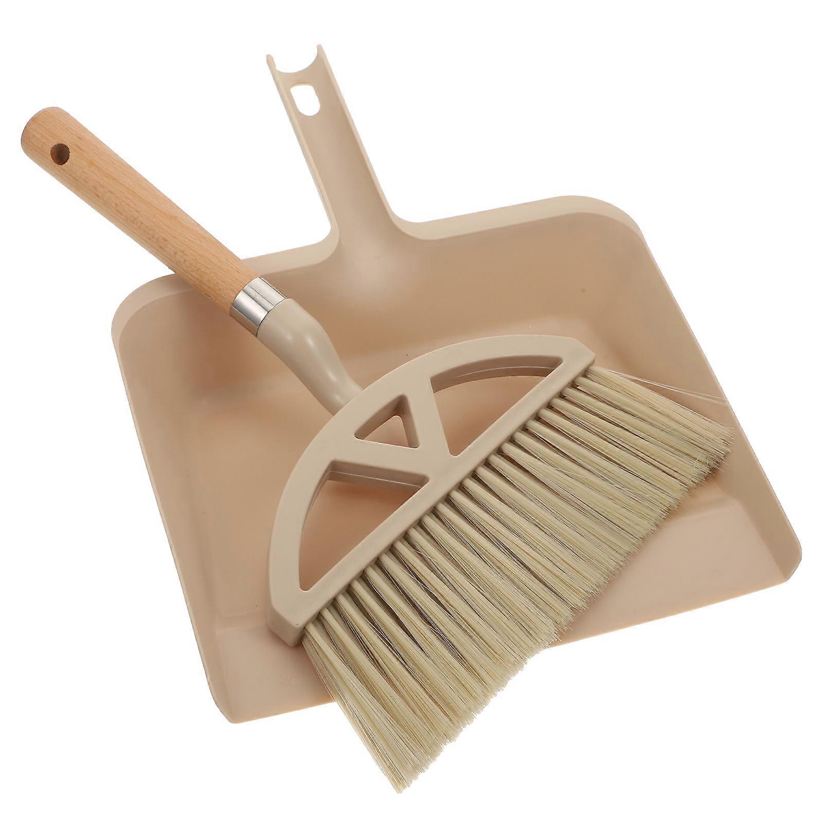 Khaki Plastic Keyboard Brush and Mini Dustpan Set for Easy Desktop Cleaning 1 Set
