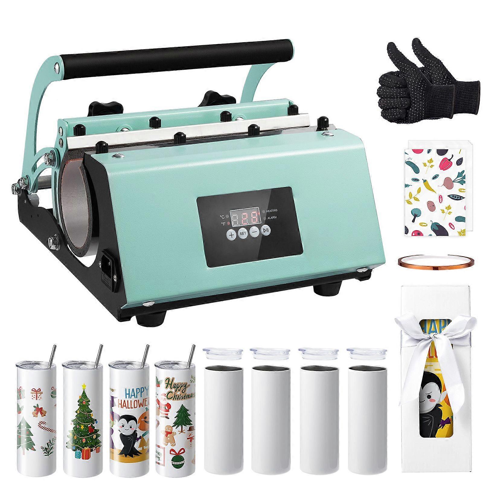 Machine de presse à chaud à gobelet et gobelets à sublimation, ensemble de presse à gobelet avec 8 gobelets vierges de 20 oz