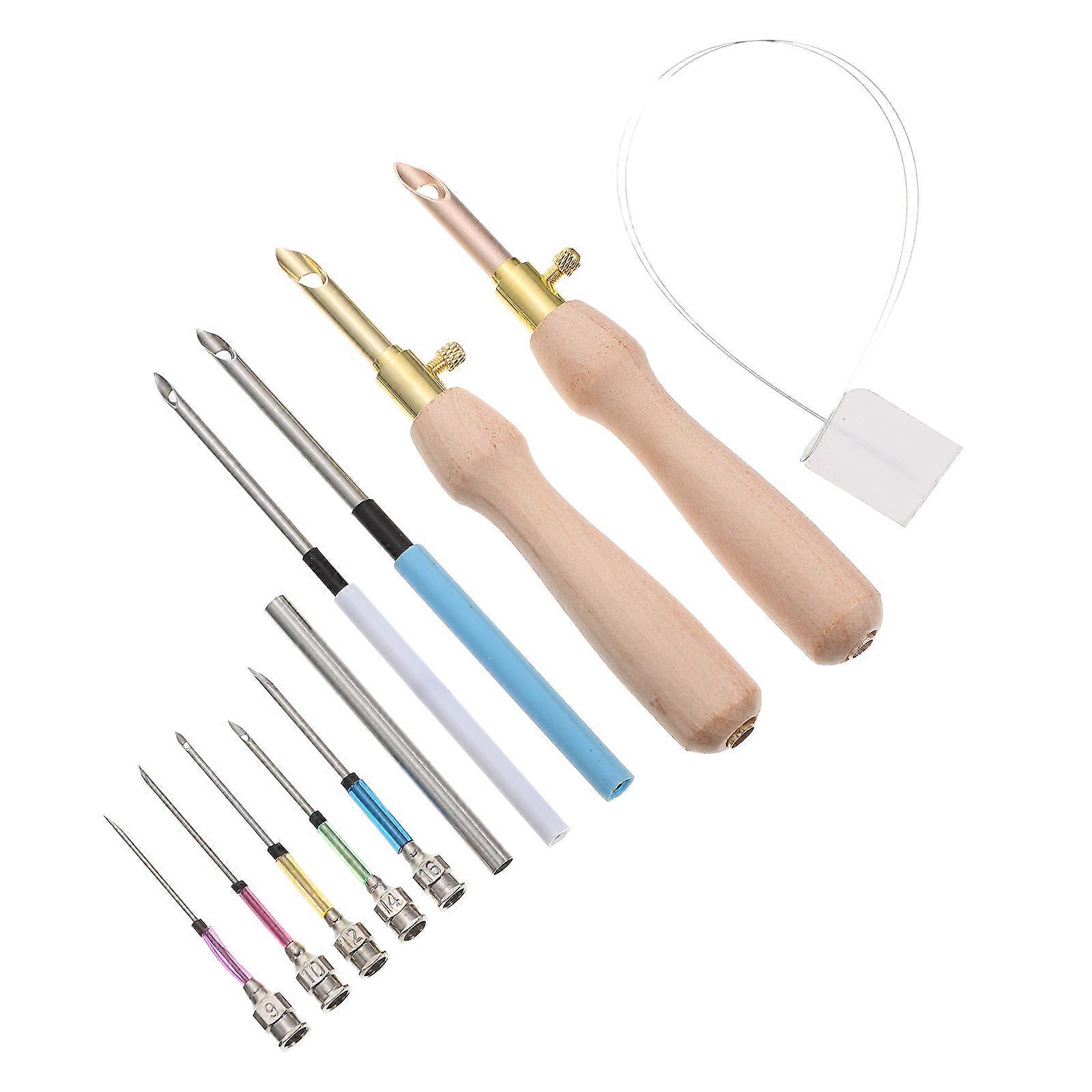Embroidery Punch Needle with Wooden Handle and Stainless Steel Tip for DIY Crafting Assorted Color