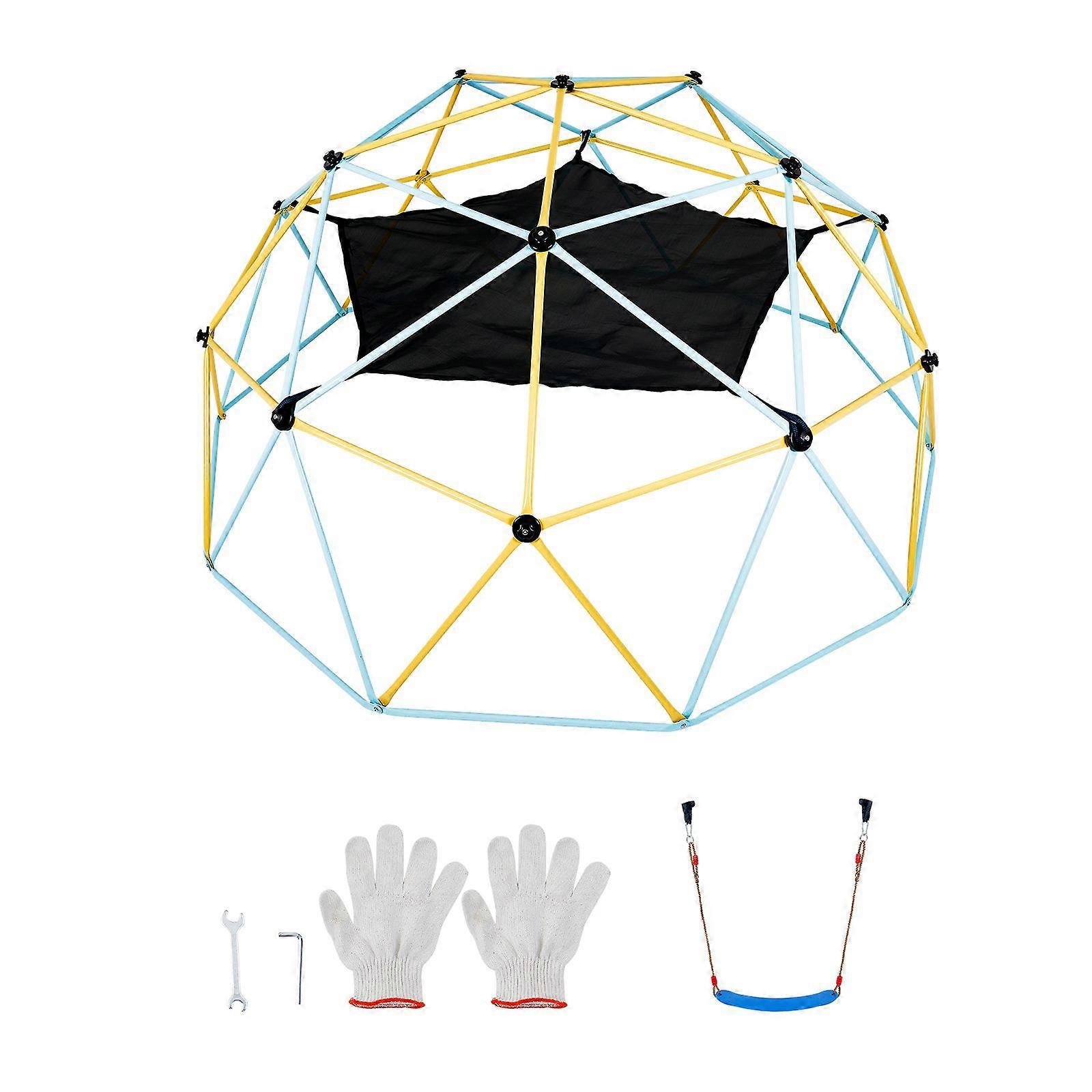 Climbing Dome, 10FT Geometric Dome Climber with Hammock and Swing, for Kids 3 to 10 Years Old, Supports 750LBS, with Climbing Grip