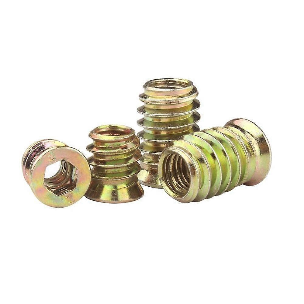 Iron Zinc Internal and External Threaded Nuts with Fixed Screws for Furniture, Connected with PreEmbedded Nuts, TNut M6*10 (40pcs)