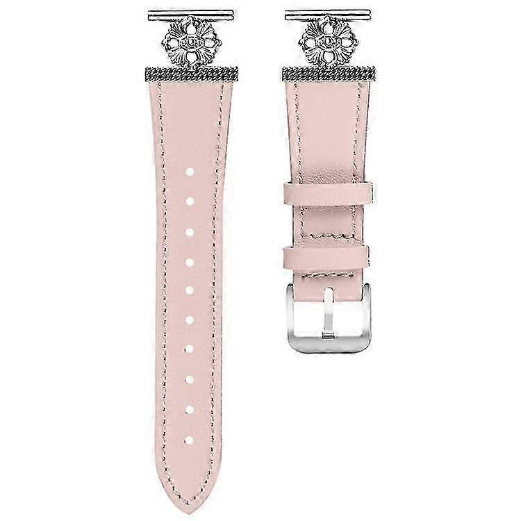 متوافق مع Gabb Watch 2 Watch Band جلد بقرة حقيقي ديكور زهرة حزام قابل للتعديل