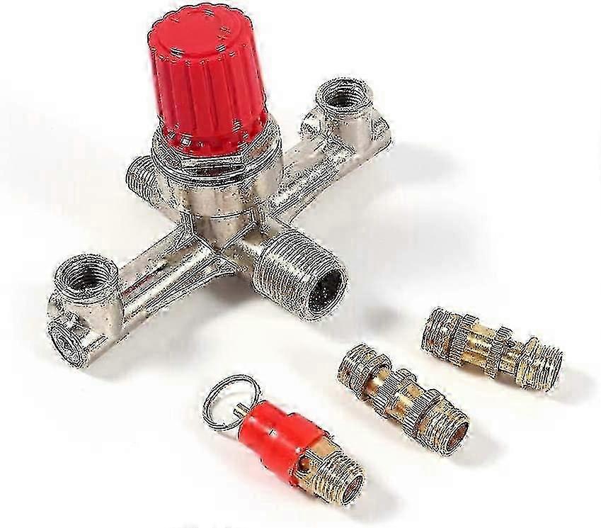 Air Compressor Accessory, Alloy Double Outlet Tube Air Compressor, Pressure Regulating Valve Accessories With Small Air Compressor Bracket