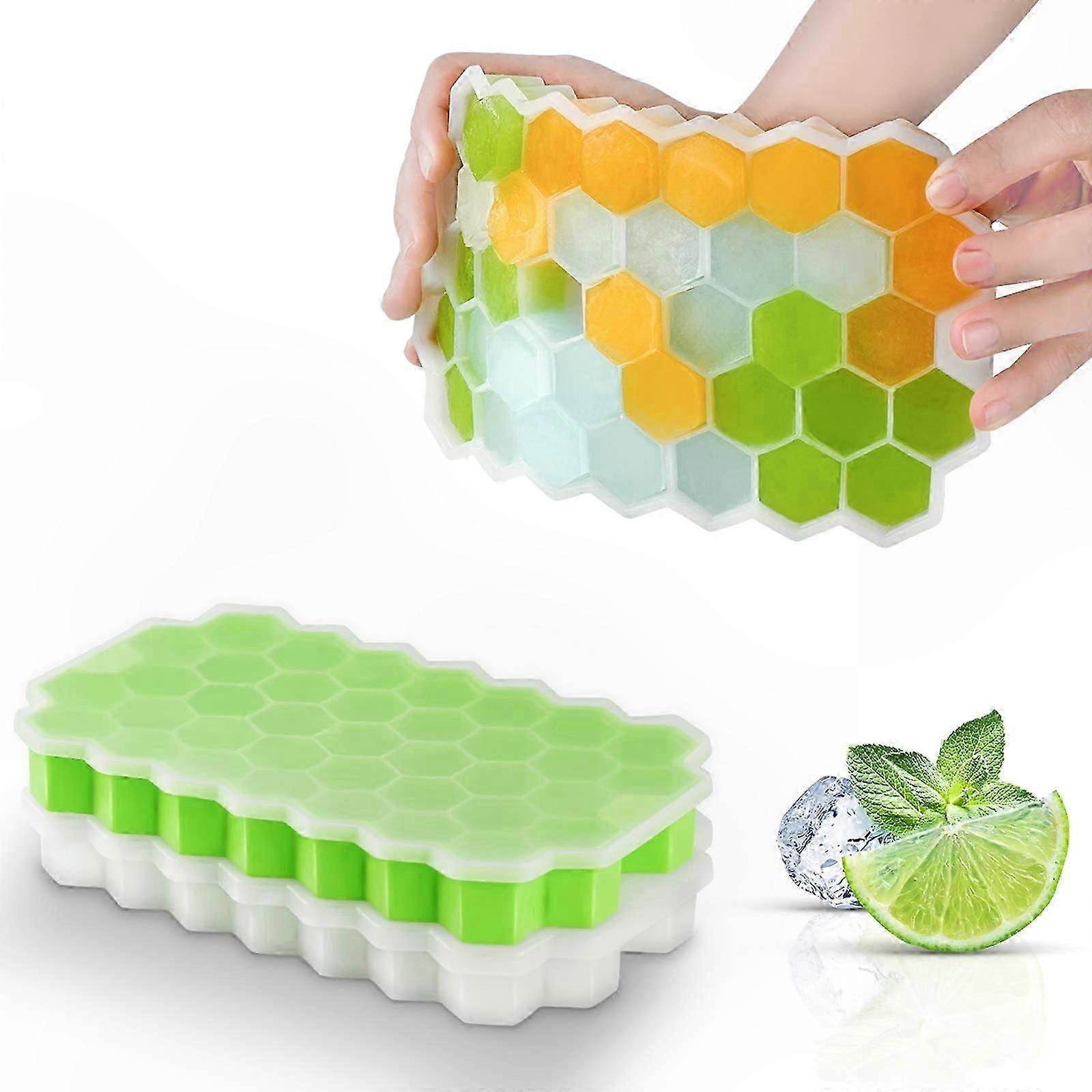 Silicone Ice Cube Trays with Lids, 2-Pack, Food Grade, Leak-Proof Design, Easy Release Molds for 74 Cubes