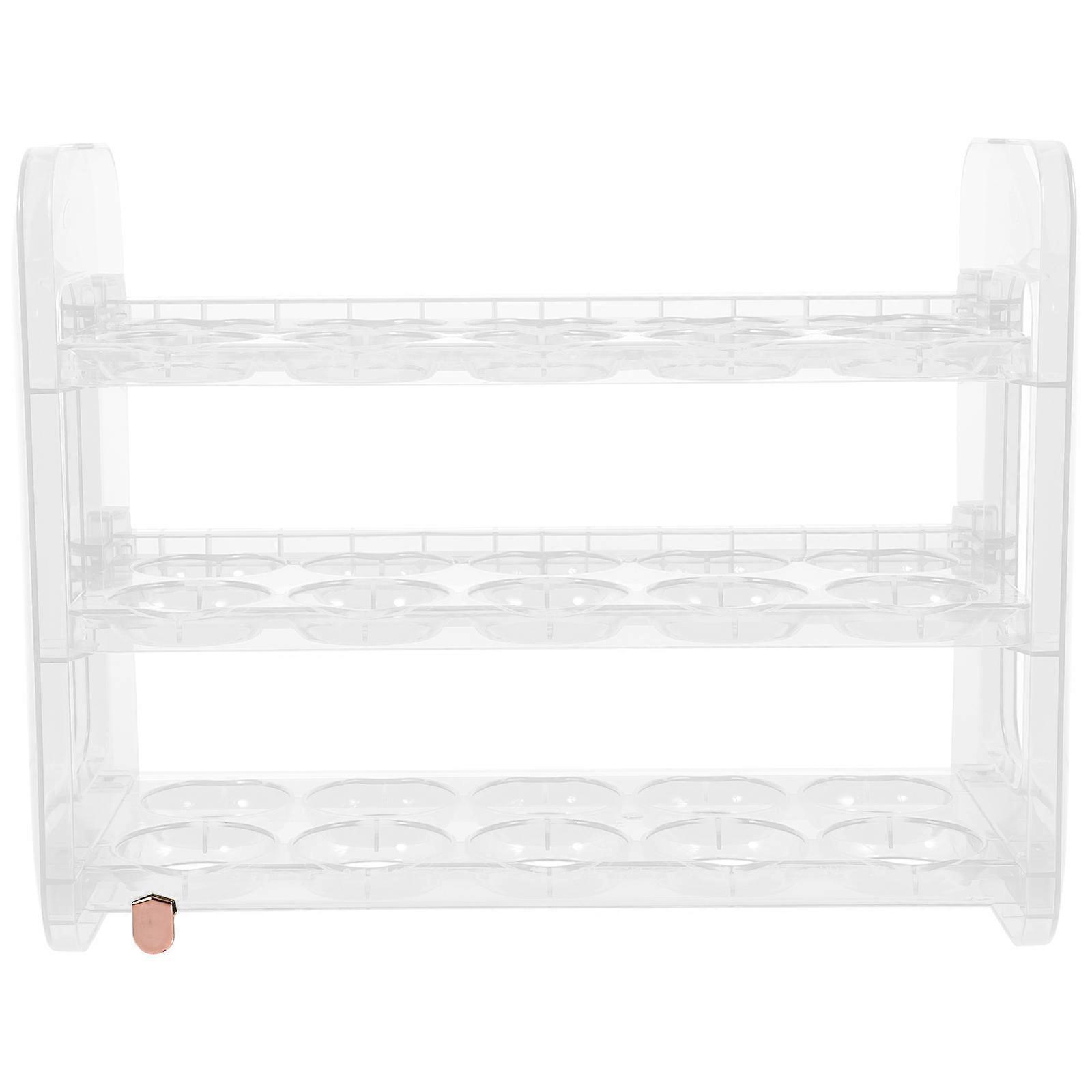 Green Plastic Egg Storage Box with Flip Design for Refrigerator Door 3 Layers