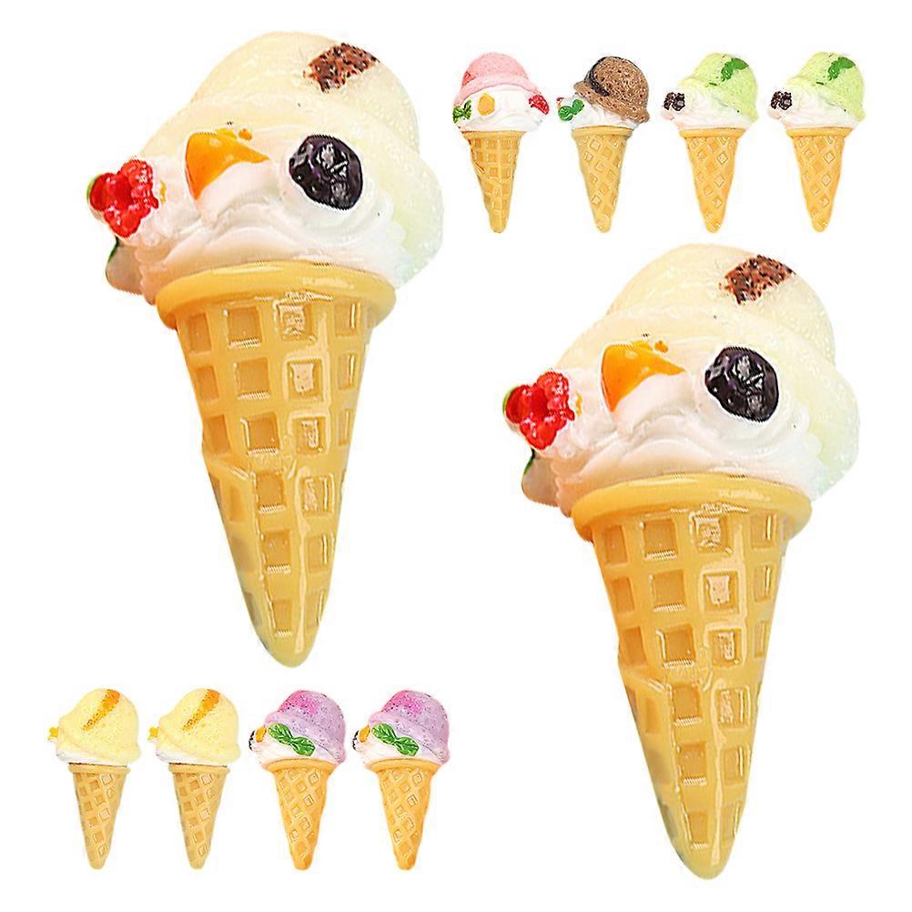 Artificial Ice Cream Cone Toy for Decoration Made of Resin in Assorted Color 10 Pieces
