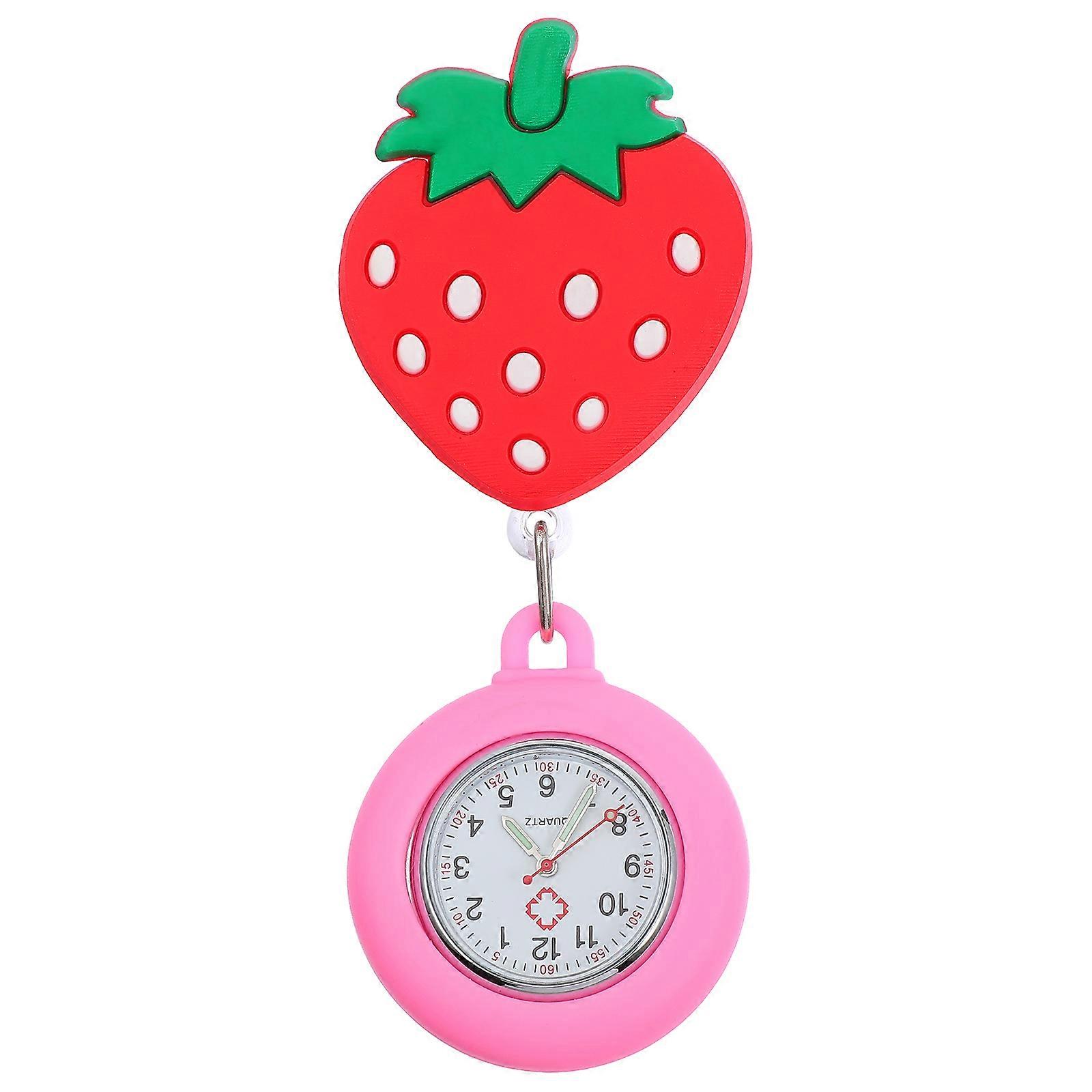 Nurse Doctor Pocket Watch Cartoon Watch Girls Red Color Stretchable Design Luminous Feature 1Pc