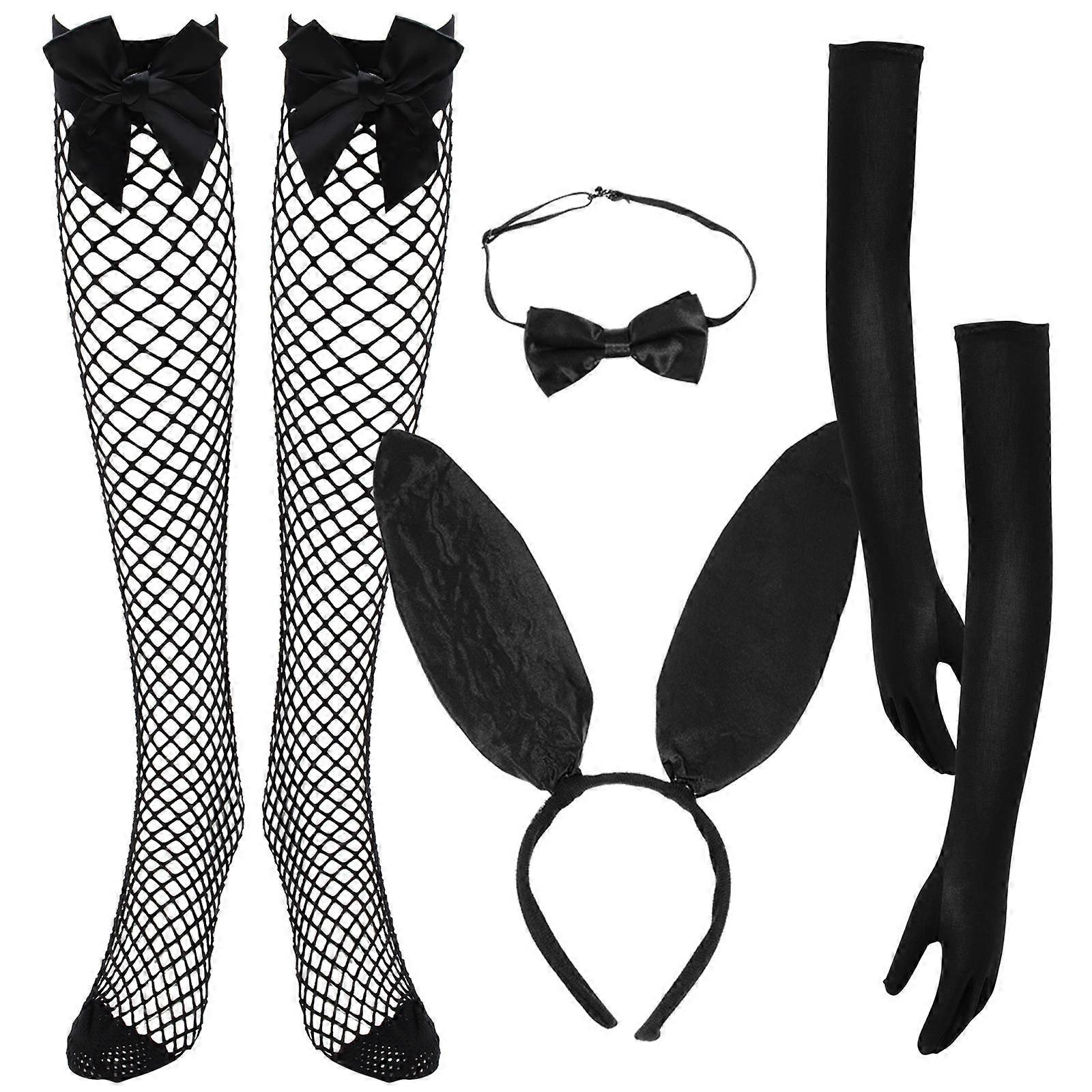 Cosplay Headdress 1 Set Rabbit Ears Bow Tie Gloves Designed For Adults And Children At Costume Party Black