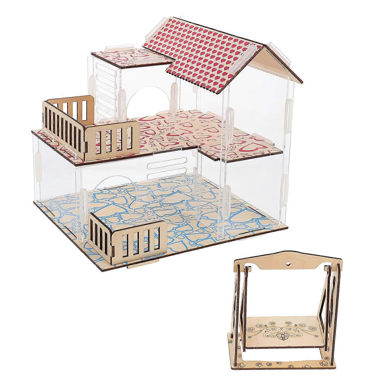 ハムスターヴィラ隠れ家おもちゃクライミング屋内遊び透明デザイン1セット