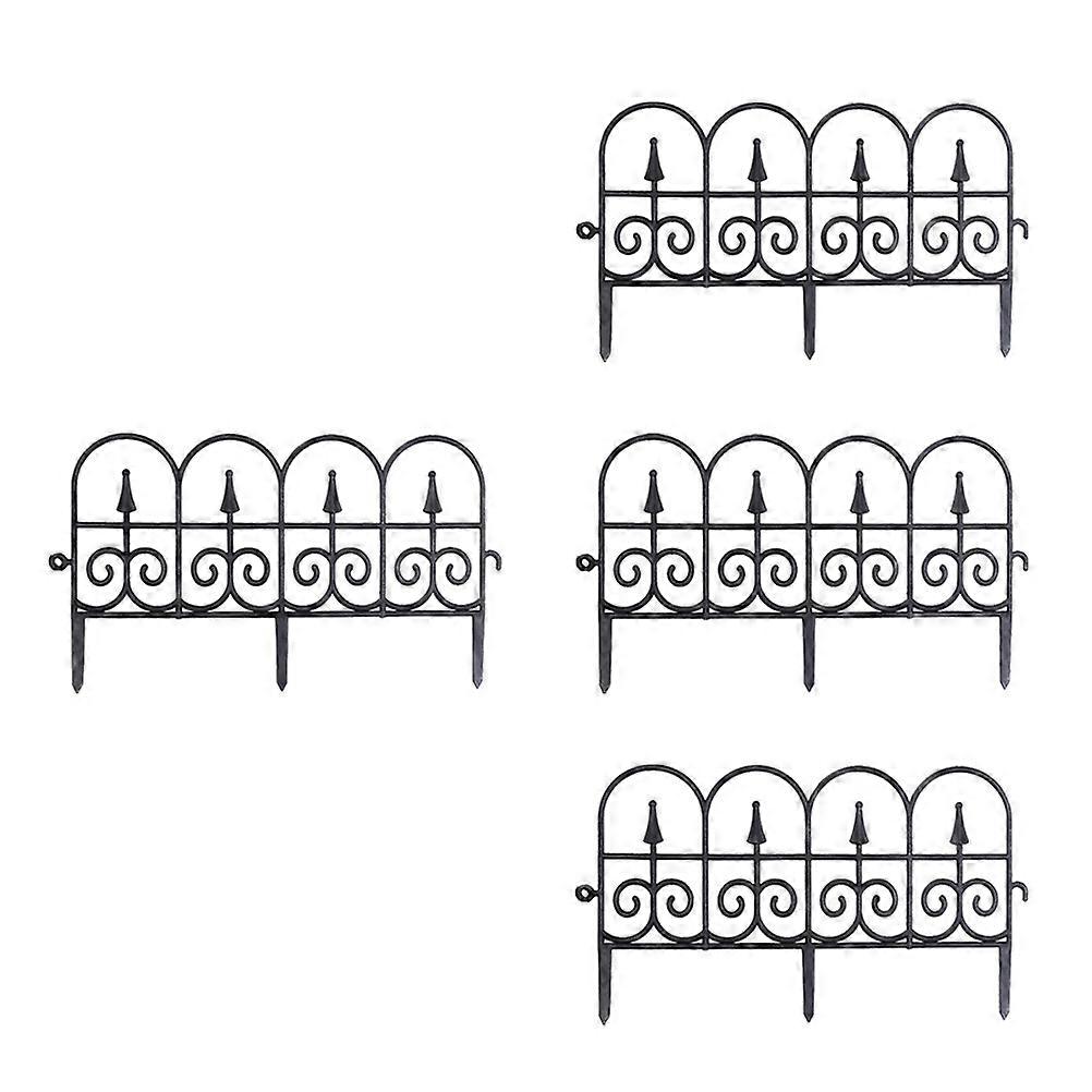 4pcs Flexible Black Plastic Garden Fencing Panels Decorative Landscape Border Edging for Lawn, Easy to Install, Elegant Design for Home and Garden