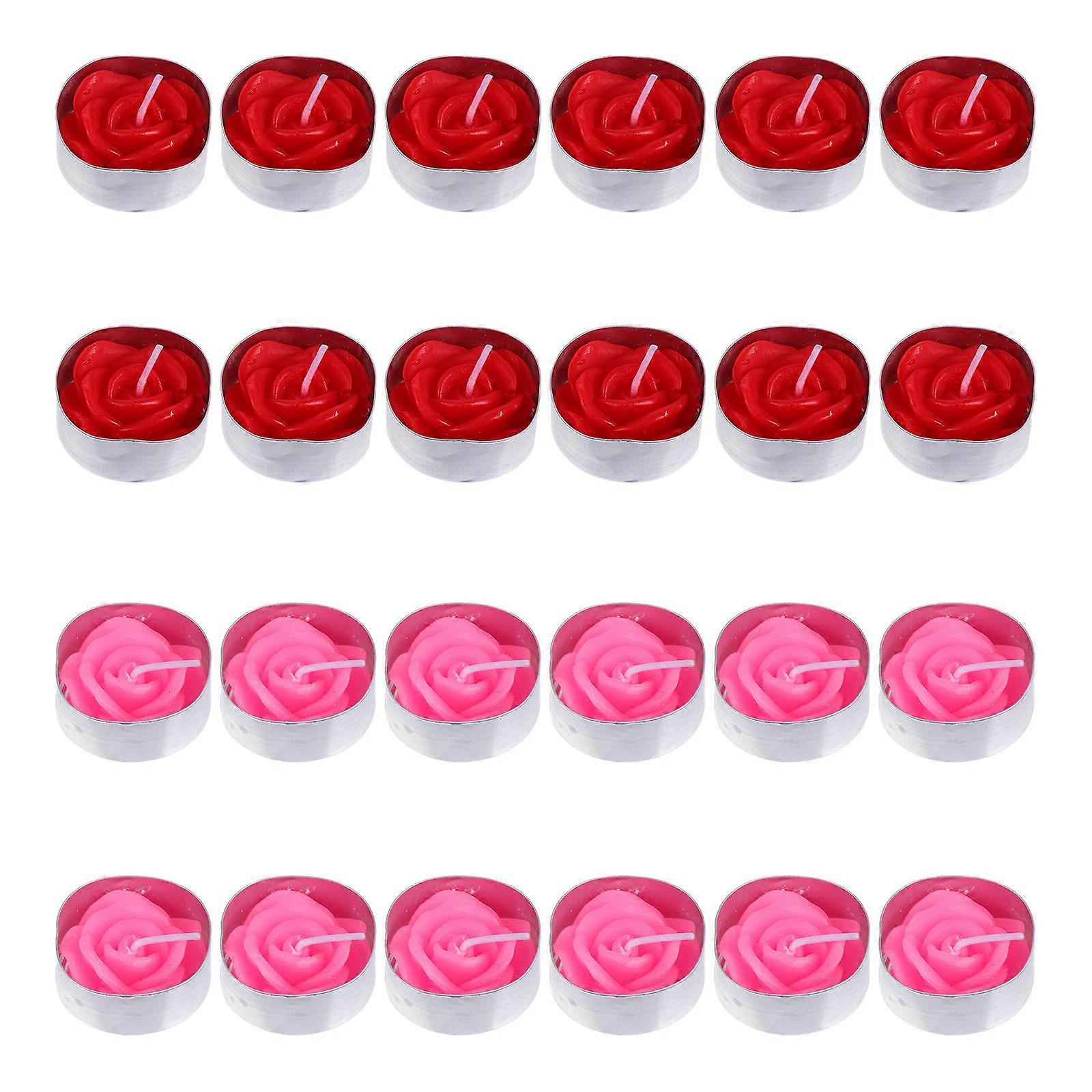 Rose Candles 24Pcs Assorted Color Rose Shape Paraffin Wax Candle Charming Design Great For Lovers And Friends Celebrations