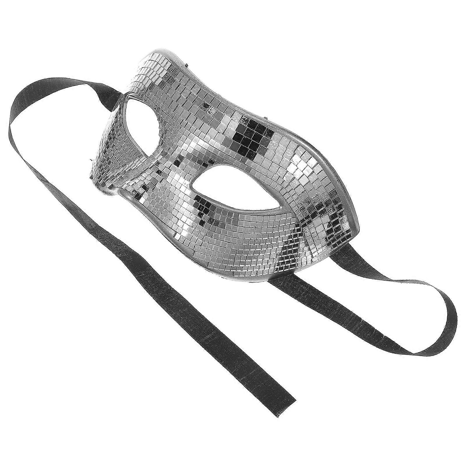Masquerade Mask Disco Party Accessory Silver Unique Shape Mirror Reflective Design For Women And Men 1Pack