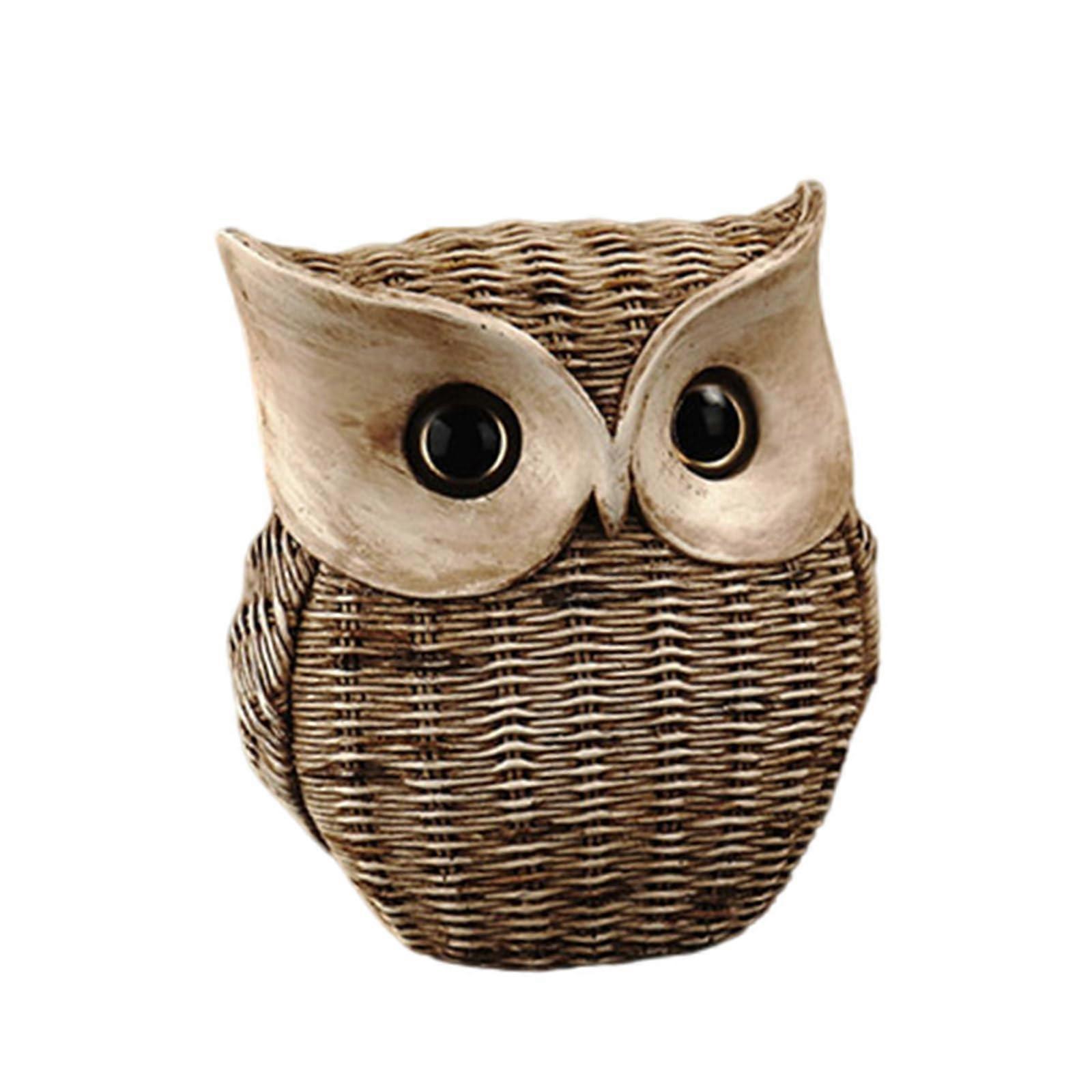 Handmade Synthetic Rattan Figure for Bookshelves or Desktop Display Handmade Owl Figurine