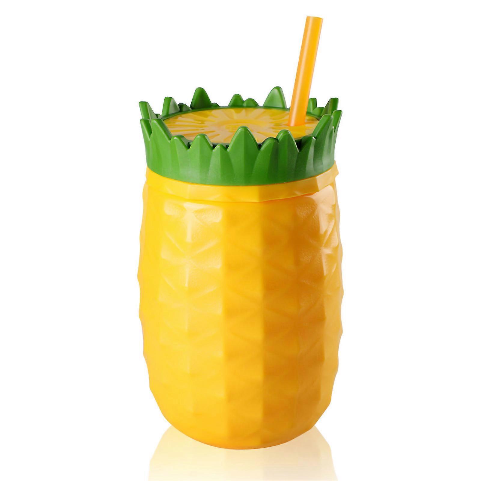 Fruit Shape Cup Double Layer Straw Cold Insulation Leakproof Plastic Cup for Summer