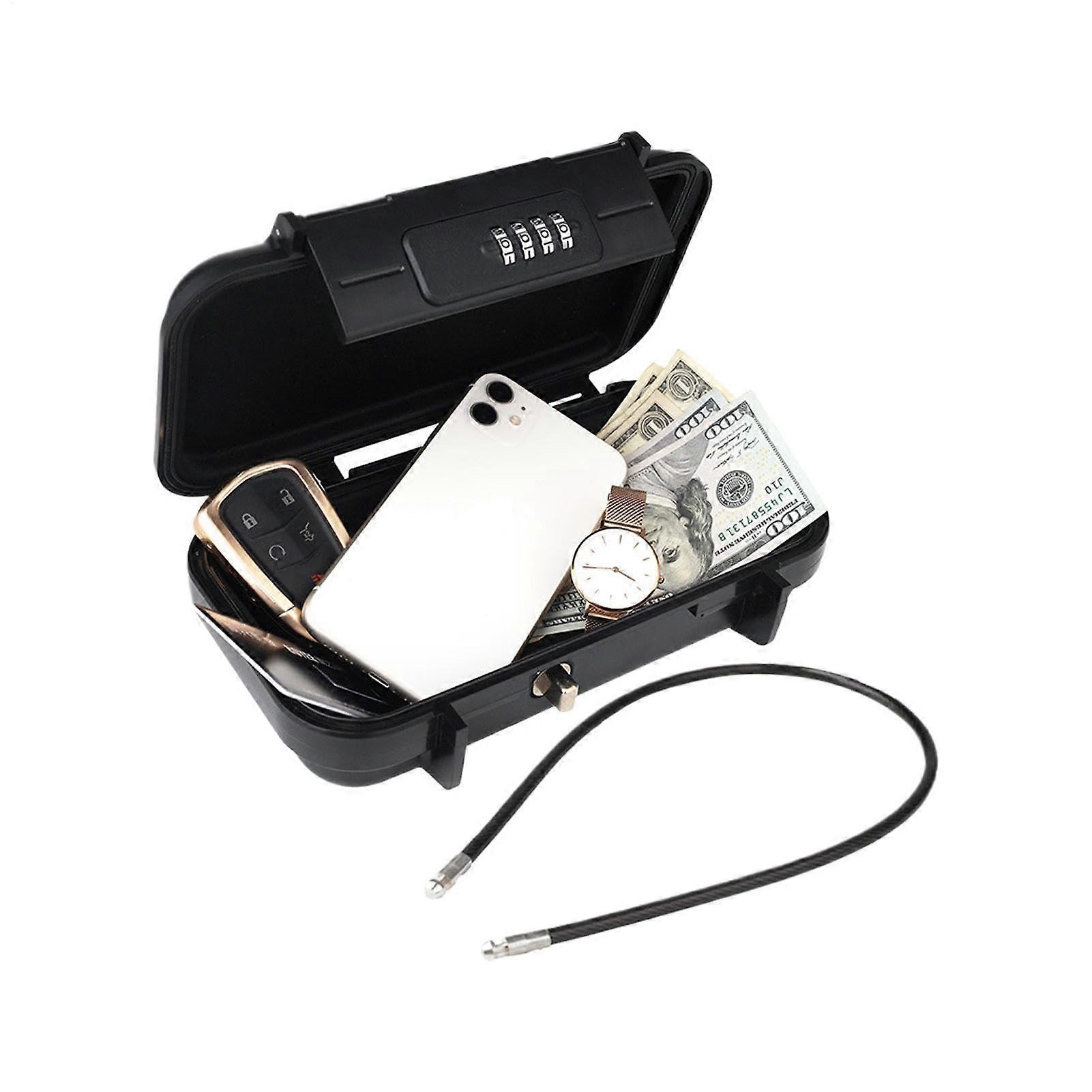 Dorm Safe Portable Lock Box for Travel 4-Digit Password Compact Anti-Theft Waterproof Storage with Removable Chains