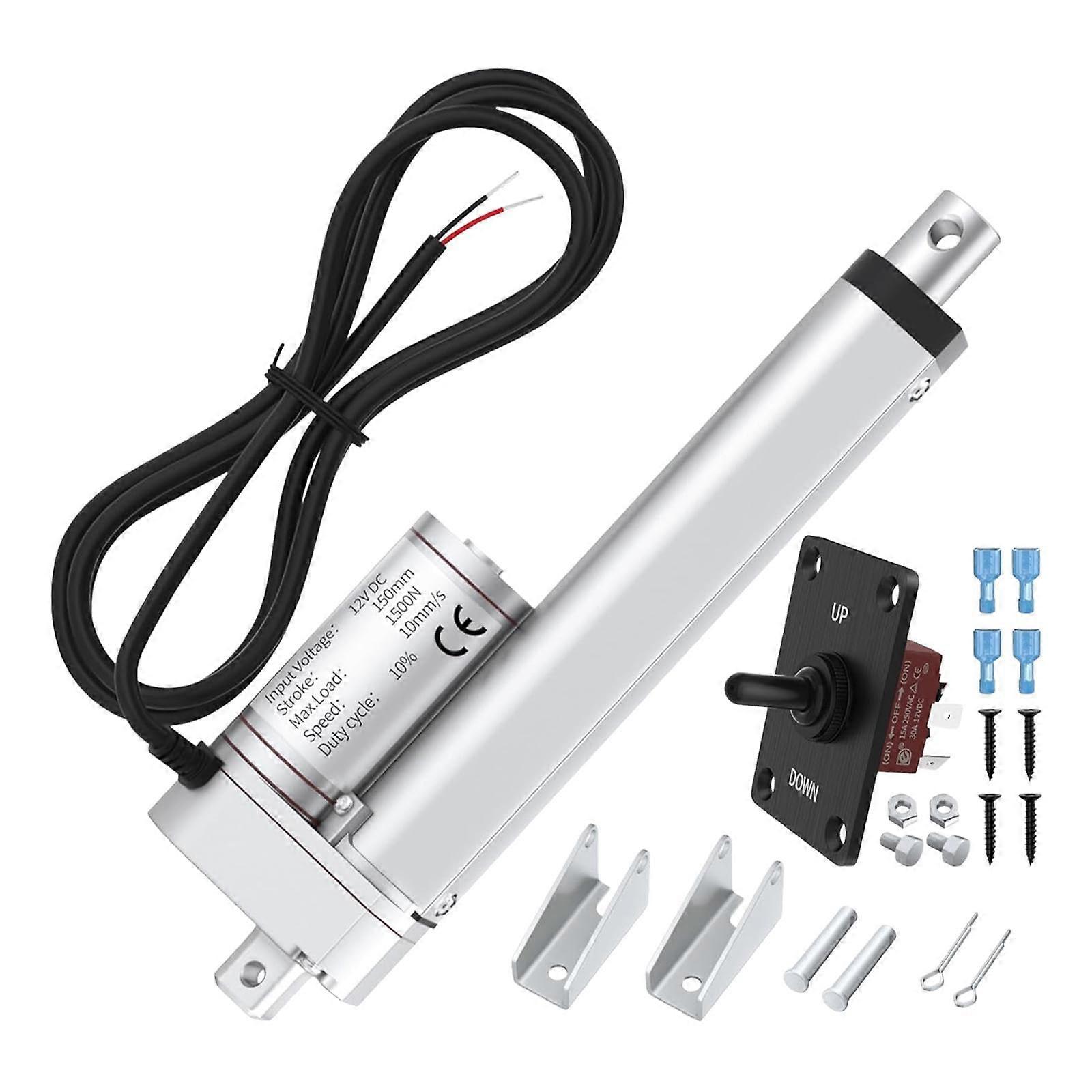 Linear actuator, performance drive with control, electric drive, waterproof, 10 mm/inch movement, 12 V, 330 lb/1500 N.