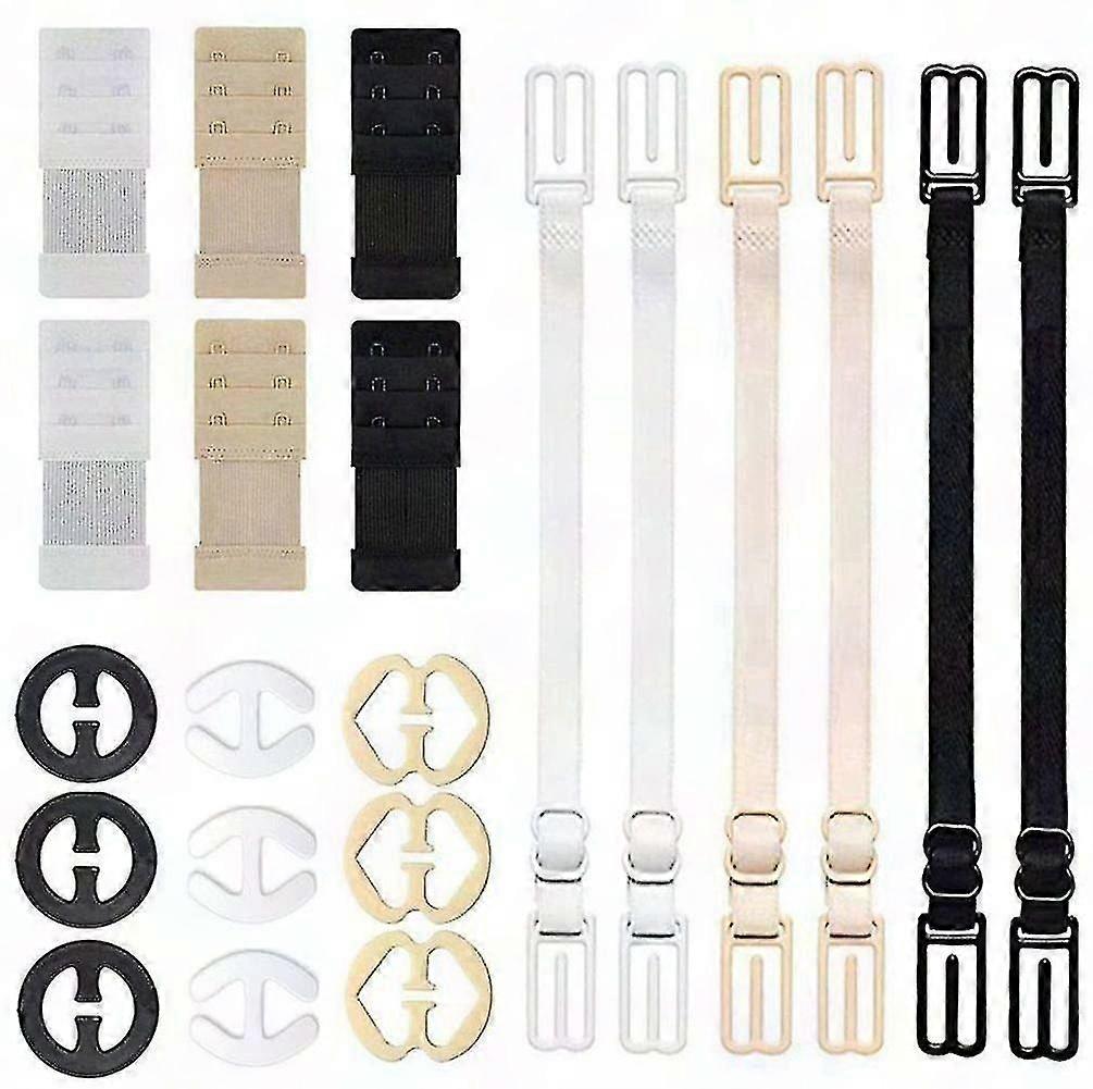 21-Piece Bra Accessory Kit: 6 Extenders, 6 Strap Holders & 9 Clips
