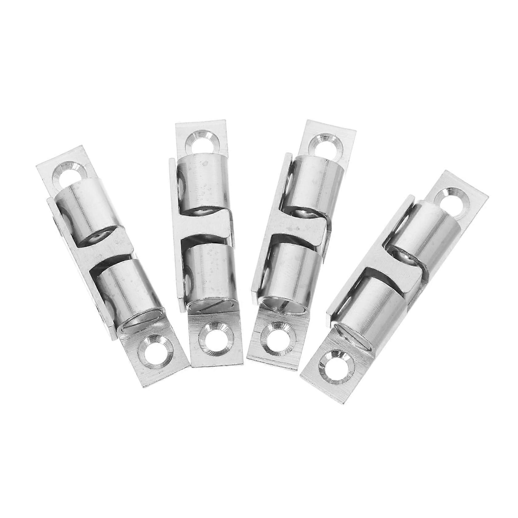 4-Piece Quiet Door Stop Set with Double Ball Rollers, Easy Install Cabinet Lock for Kitchen and Furniture Cabinets