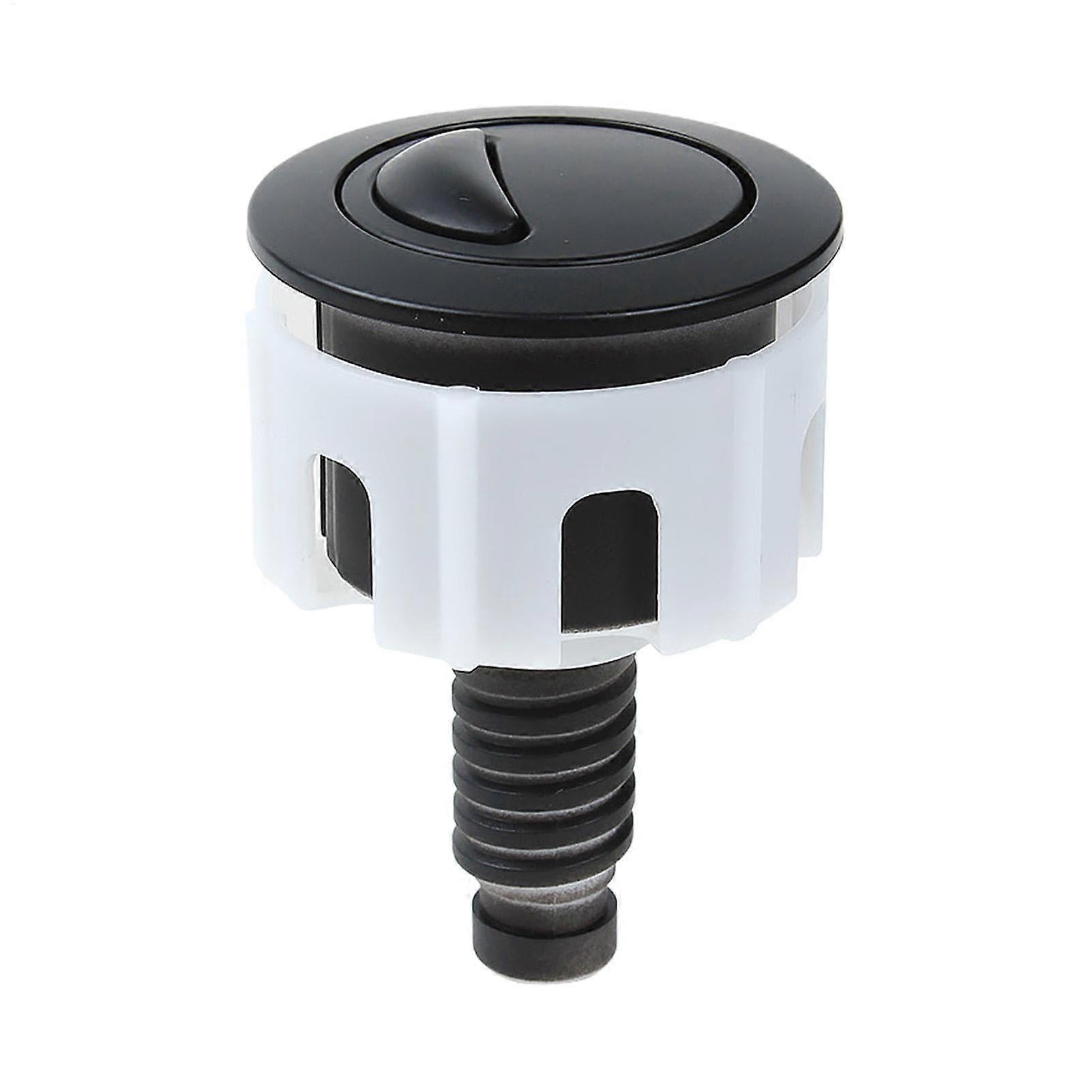 Toilet Push Button - Round Double Flush Button for Wire Control, Rustproof Black Toilet Replacement Bathroom Accessory