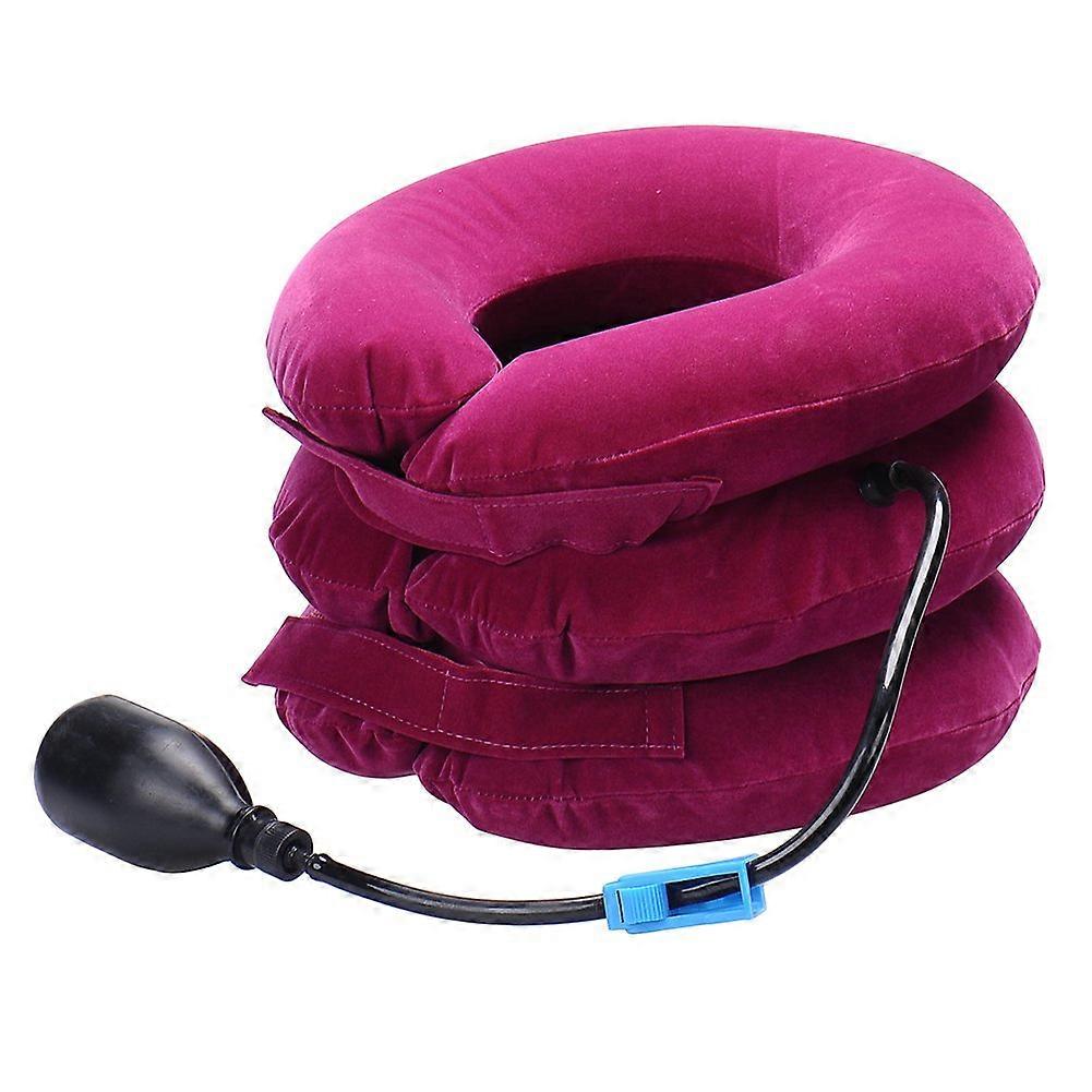 Cervical Traction Cervical Neck Tractor Inflatable and Adjustable Collar, Ideal for Spine Alignment and Chronic Relief from Neck Pain pink