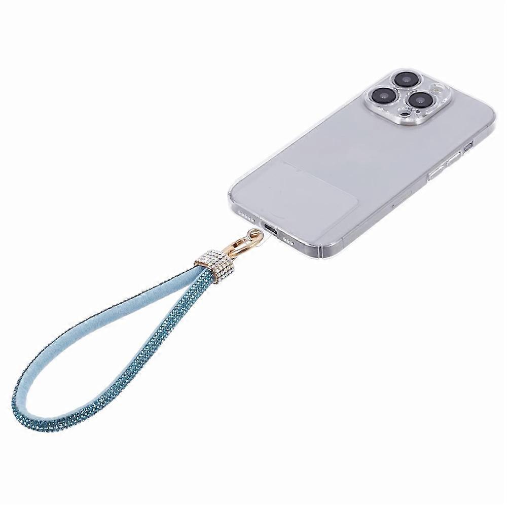 A12 Style Phone Wrist Strap Rhinestone Decor Bling Wristlet Key Chain with Patch