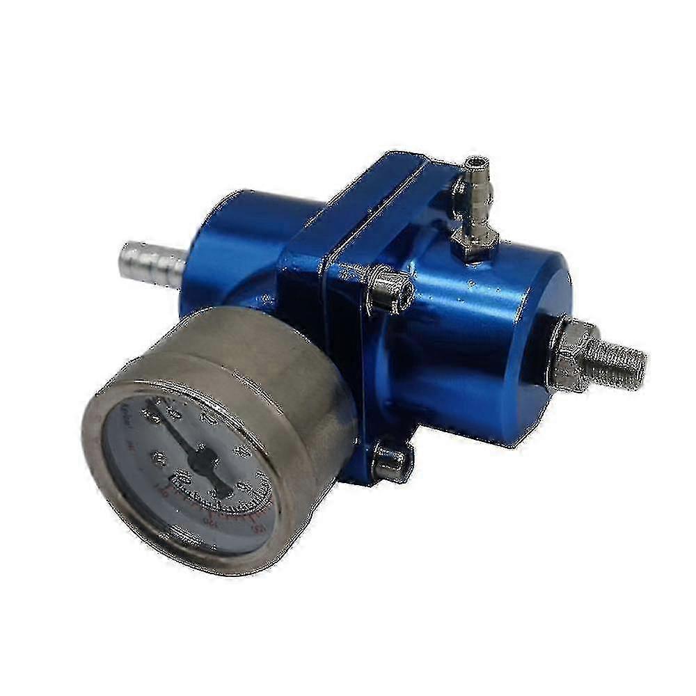 Fuel Pressure Regulator for Kryc-fuel, 0-140 Psi Adjustable Aluminum Alloy Car FPR with Gauge and Mounting Adapter Kit (Blue)