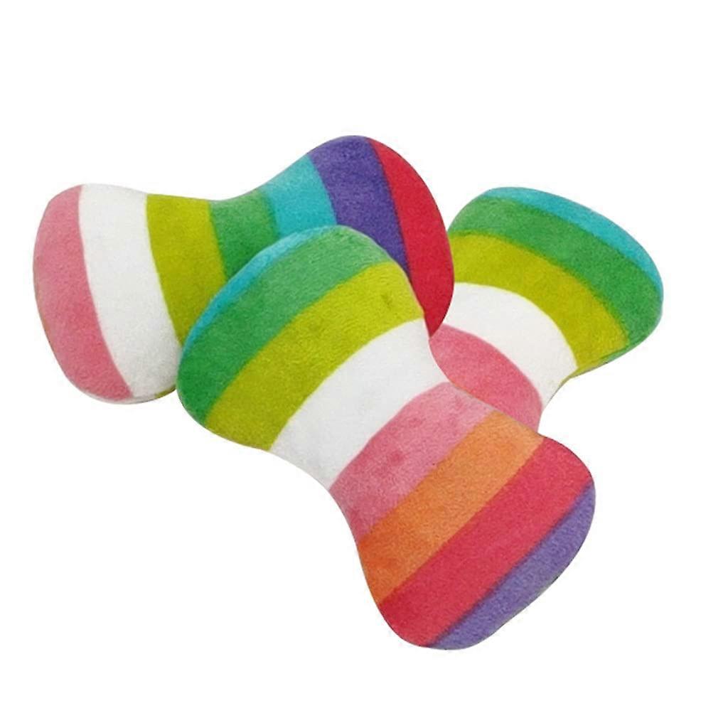 Dog Plush Vocal Toy Rainbow Bone-Shape Chewing Toy 2 Pack Soft Plush Dog Toy For Small To Medium Dogs