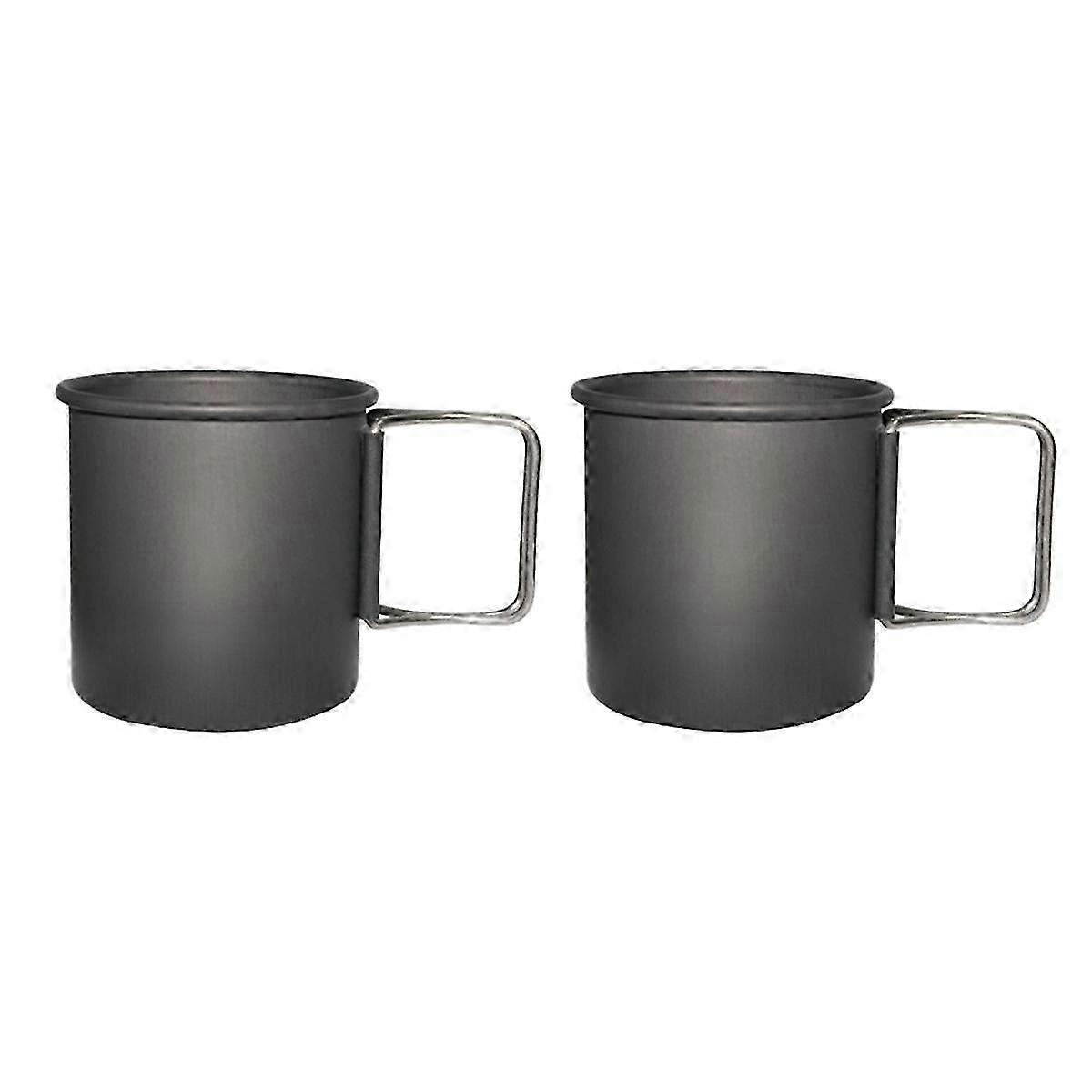 2pcs Outdoor Portable Camping Picnic Cup with Foldable Handle Backpacking Tableware 300ml