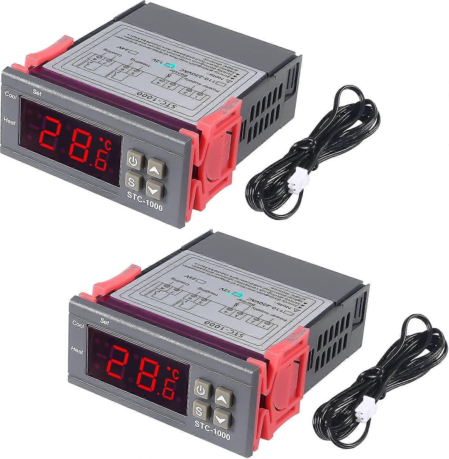 2025 Latest Model 2pcs STC-1000 Digital Temperature Controller DC 12V 10A Digital LED Temperature Controller Thermostat Control Switch 2