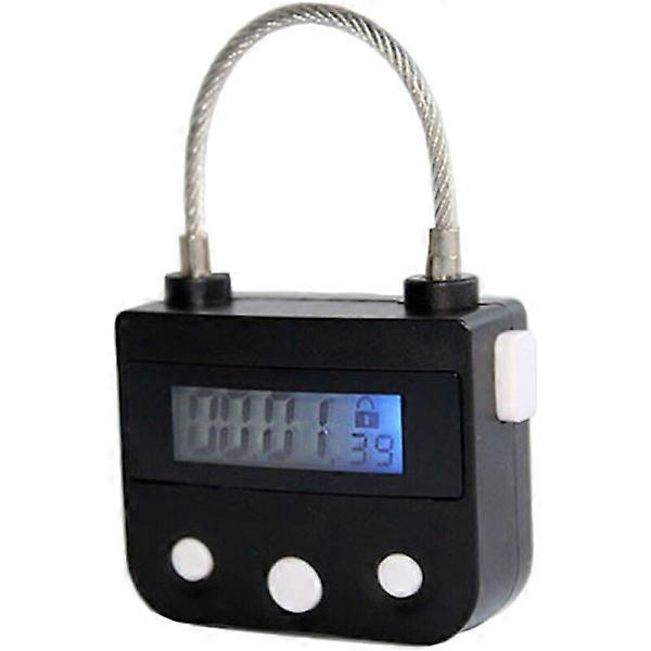 Metallic Timer Lock LCD Display USB Rechargeable Electronic Timer Metal Multifunctional Black