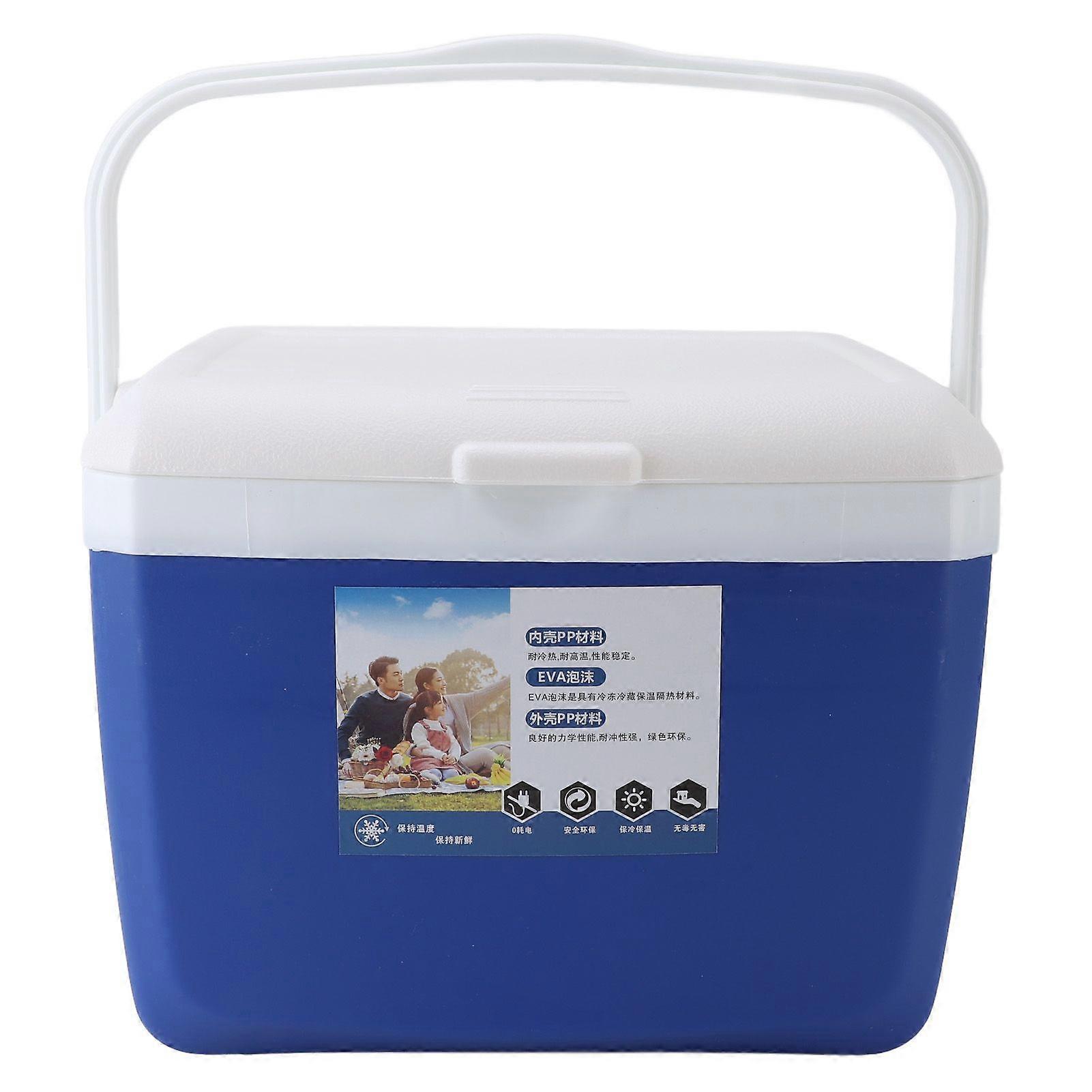 Insulated Portable Cooler Box 13L Leakproof Outdoor Cooler with Carry Handle for Picnics Grill Camping Fishing Blue