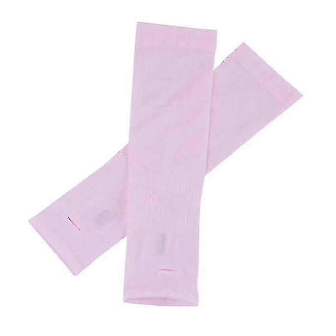Pair Sun Uv Protection Anti Slip Arm Compression Sleeves For Pink