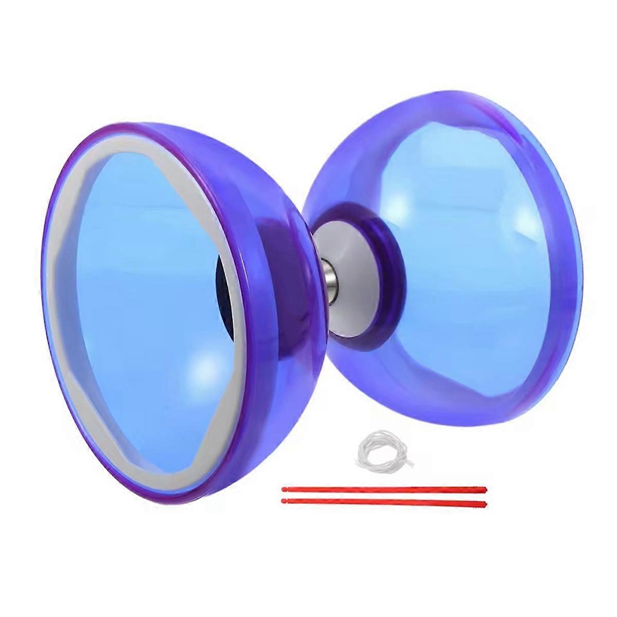 Triple Bearing Diabolo Ball Toys Juggling Soft Rubber Double Wheel Kid Kids Outdoor Playset Crystal Tpu Blue