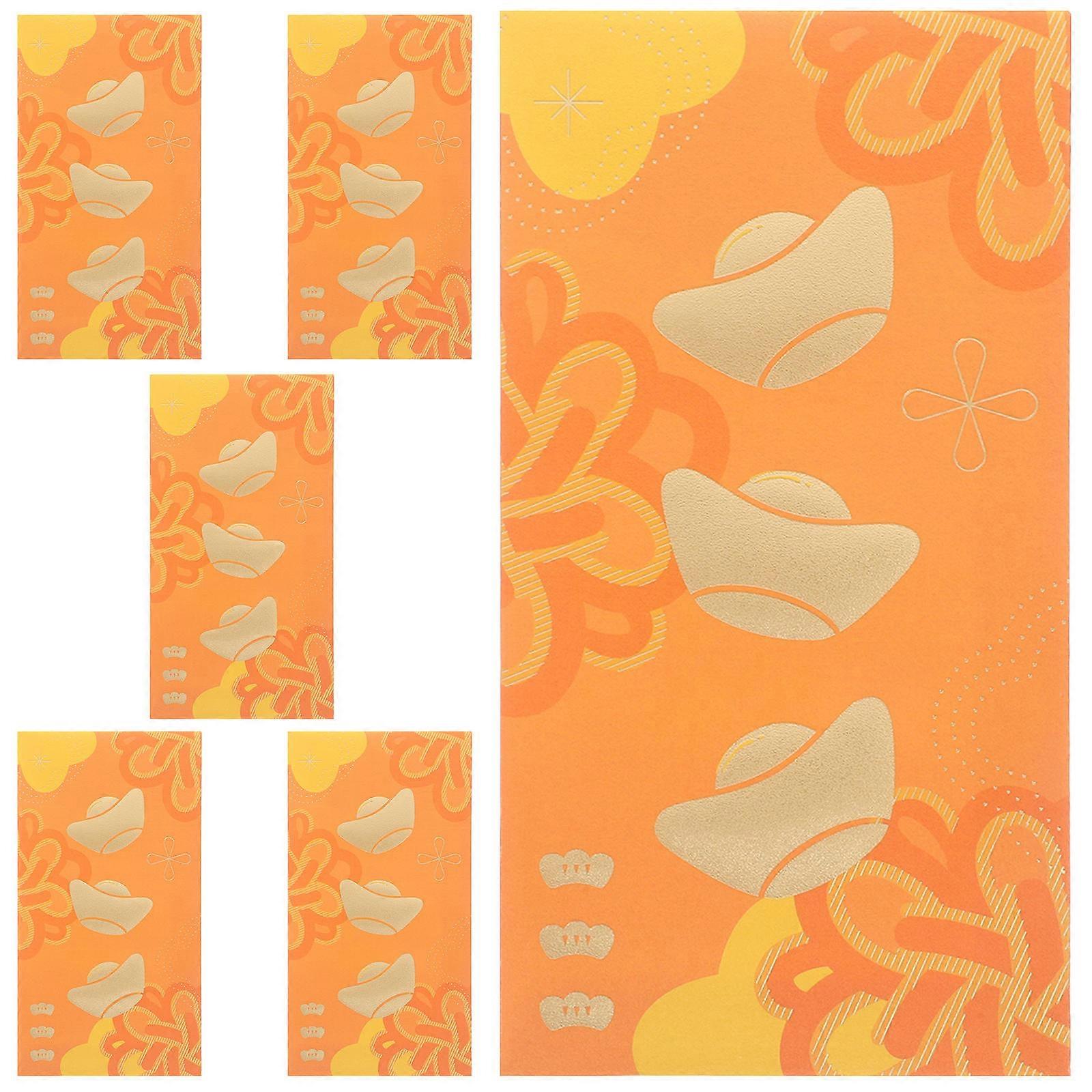 Cash Envelopes Red Envelopes Chinese New Year Decorative Item Rectangular Yellow 6Pcs