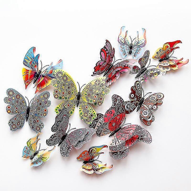 3d double layer simulation butterfly stickers for refrigerator decor