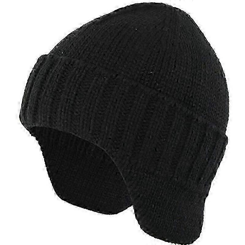 Winter knitted Warm wool cap Ear protector Wool cap (black) 1 pairs